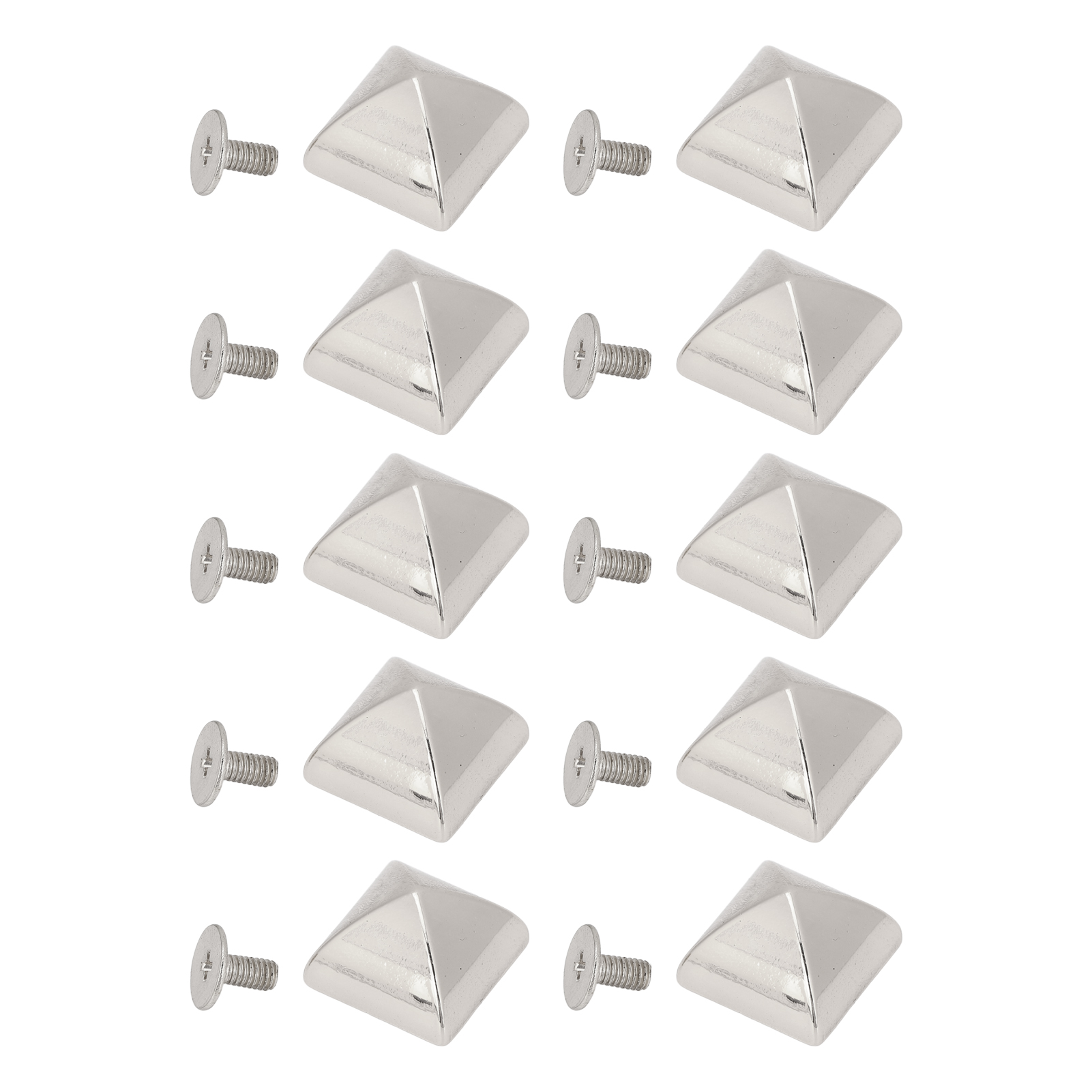 20 Sets Vierkant-spitznieten Aus Zinklegierung, Pyramidenform, Punk-optik, Lederwaren- Und Taschenreparatursets, 15 Mm, Silber