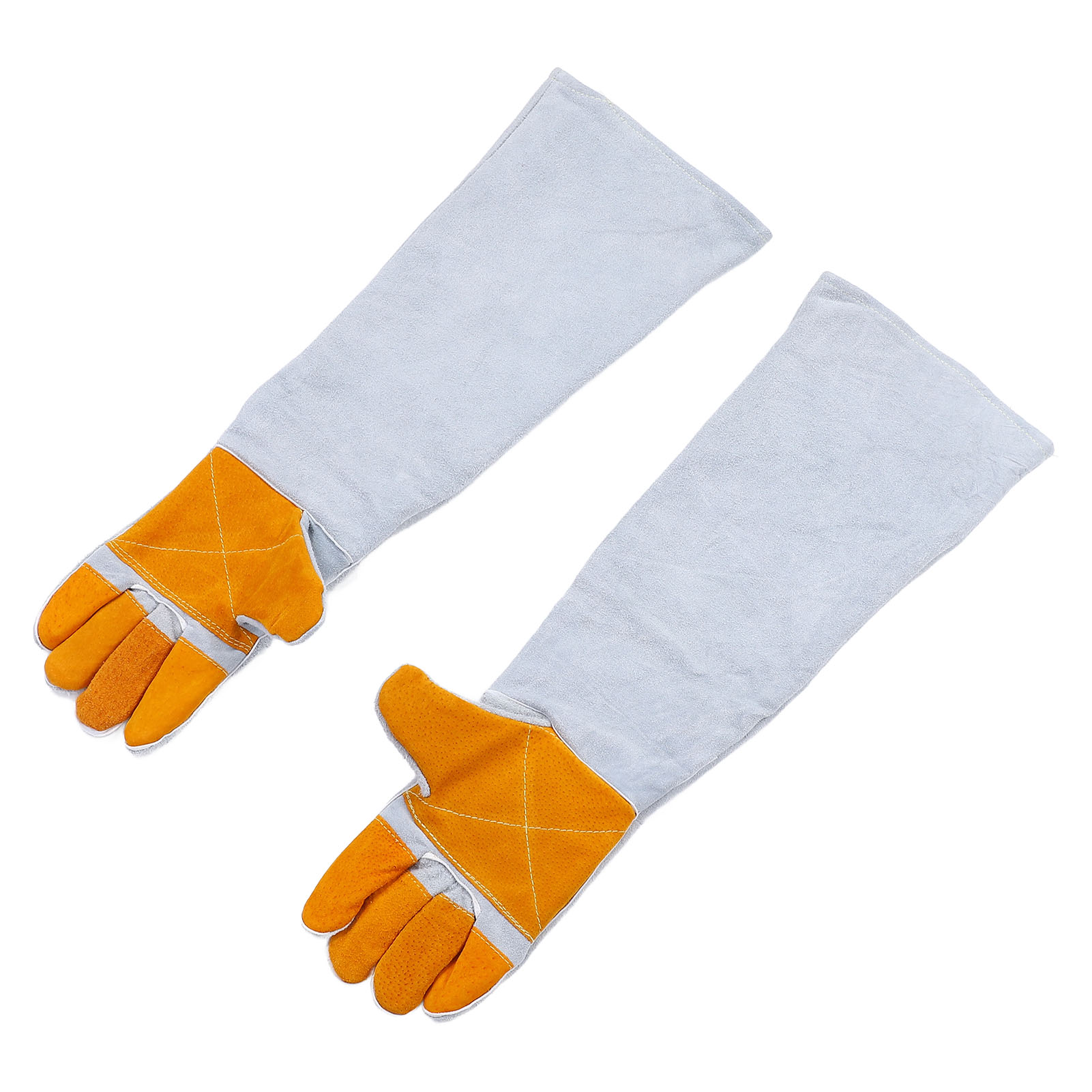 Hundehandschuhe Mit Verstärkter Handfläche Und Fingern, Biss- Und Kratzfest, 60 Cm, Grau-gelb
