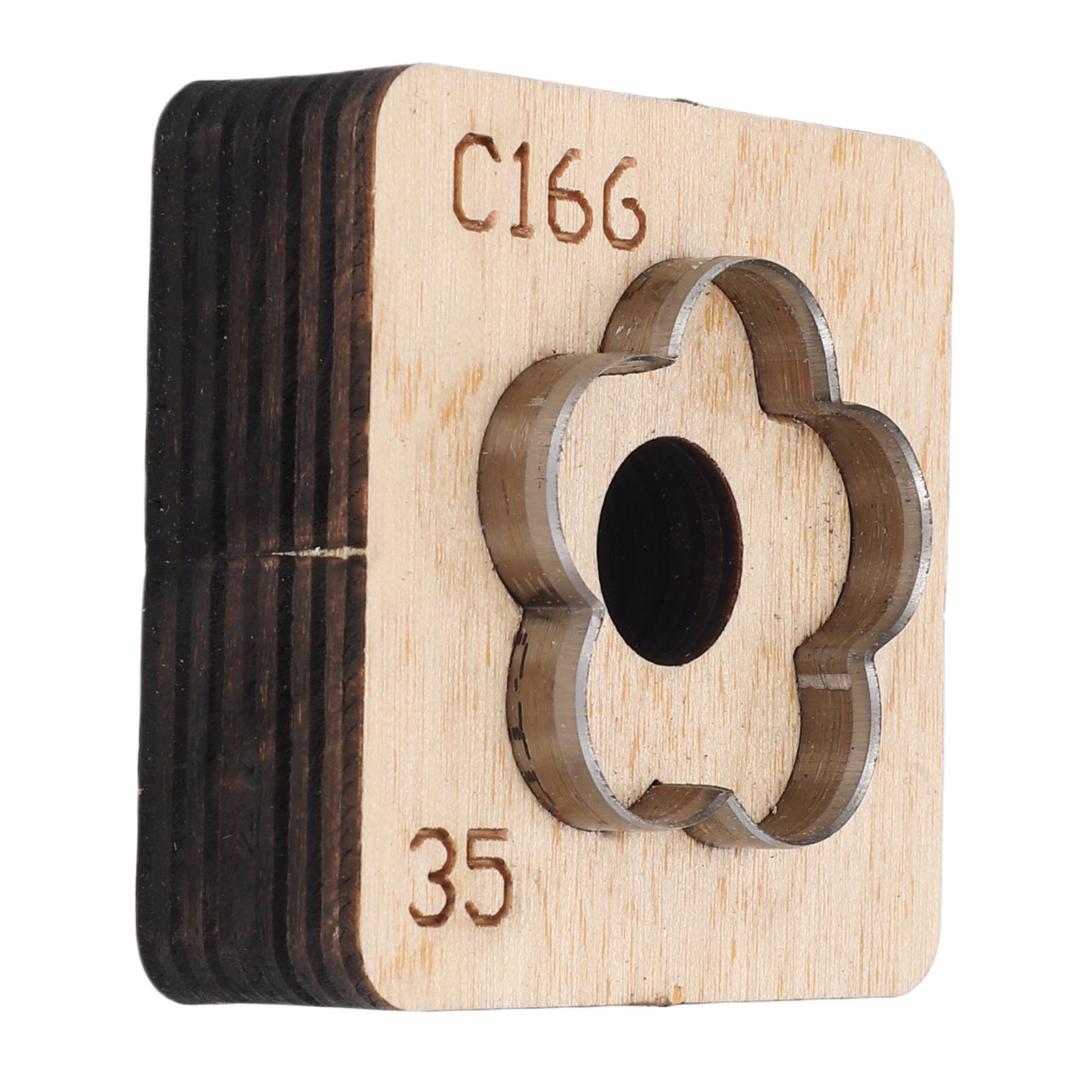 Lederschneidform Mit Holzsockel, Blumenförmige Stanzform Für Die Herstellung Von Anhängern Und Bastelprojekten, 35 Mm / 1,4 Zoll