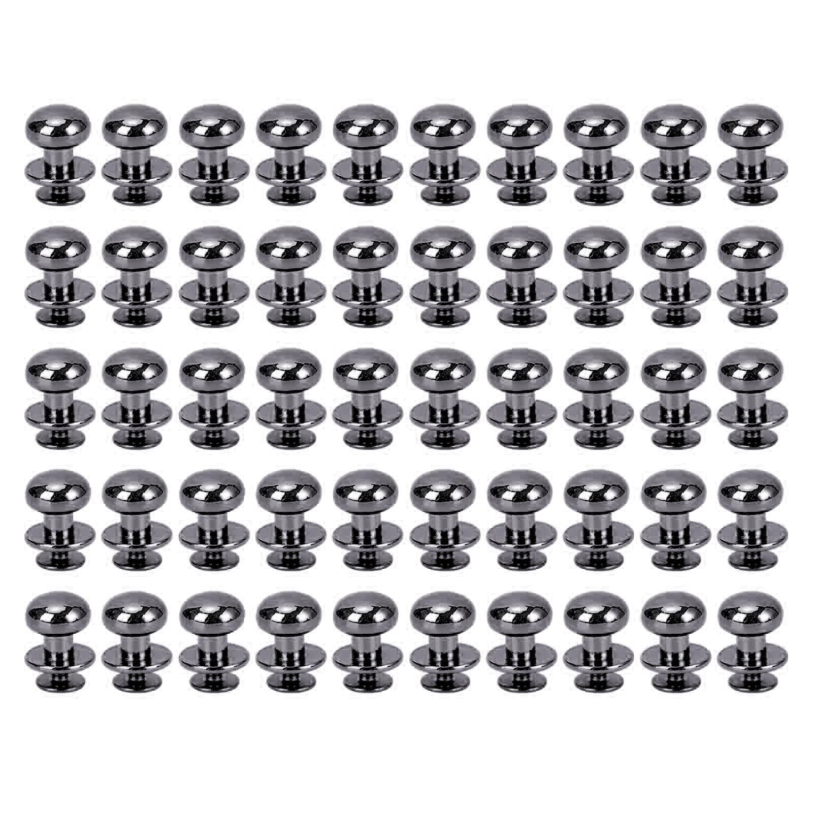 50 Sets Kugelkopfnieten Aus Hochfester Zinklegierung, Multifunktionale Schraubnieten Aus Metall Für Bastelarbeiten, Silber/schwarz