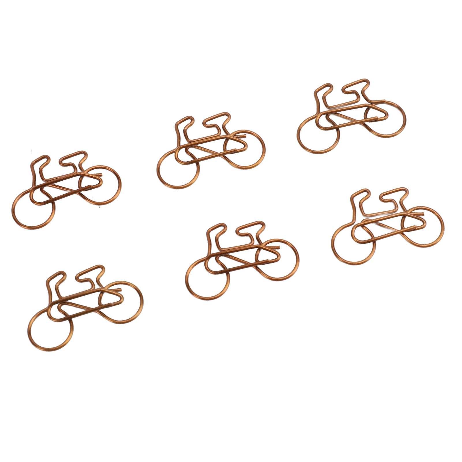 100 Stück Fahrradförmige Büroklammern, Großpackung, Niedlich, Farbig, Edelstahl, Dekorativ, Für Büro, Notizbuch, Karamellfarbe