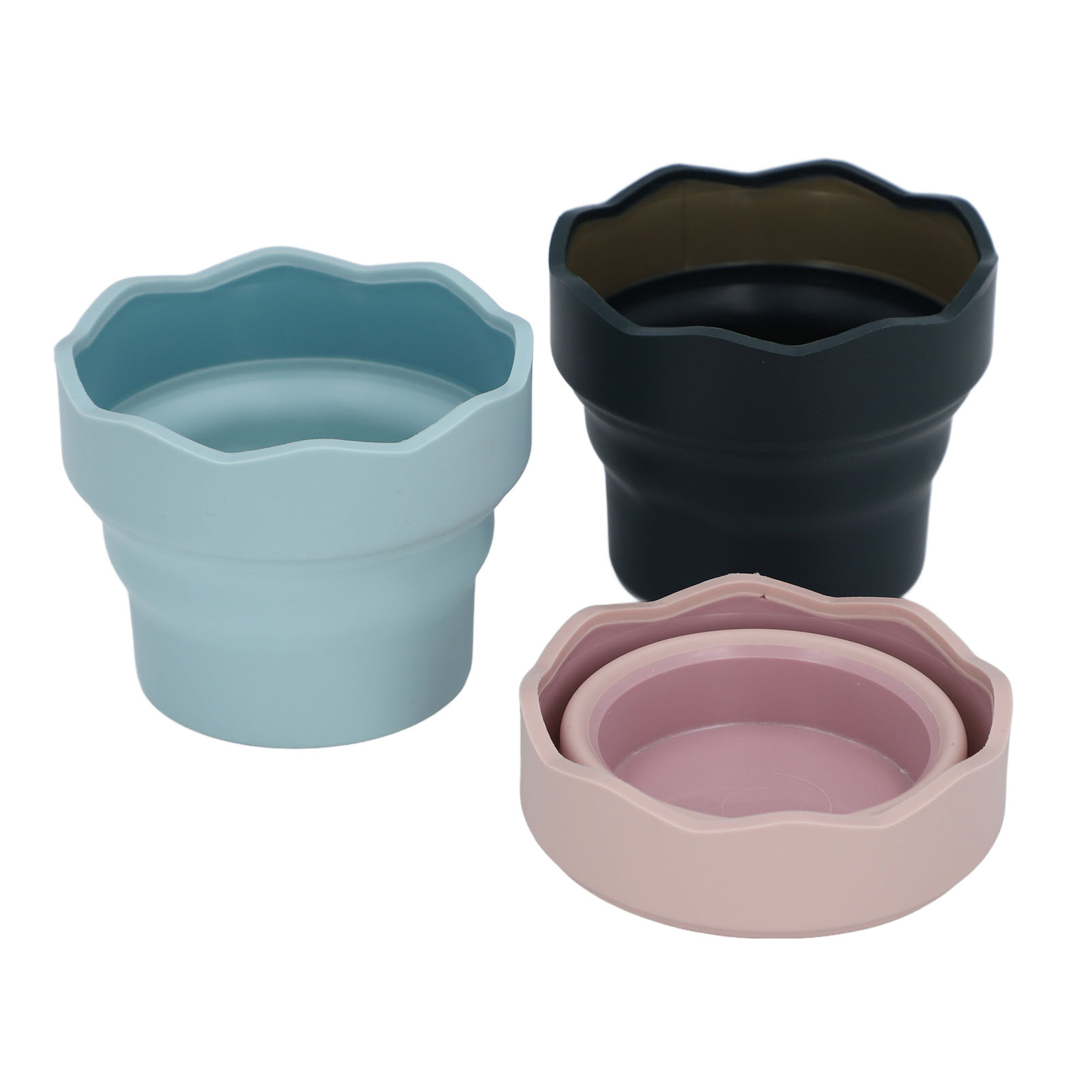 3er-pack Faltbare Pinselreiniger, Mehrzweck-pinselreiniger Aus Wiederverwendbarem Silikon, Wasserbecher Für Aquarell- Und Ölmalerei, Rosa, Dunkelgrün, Blau