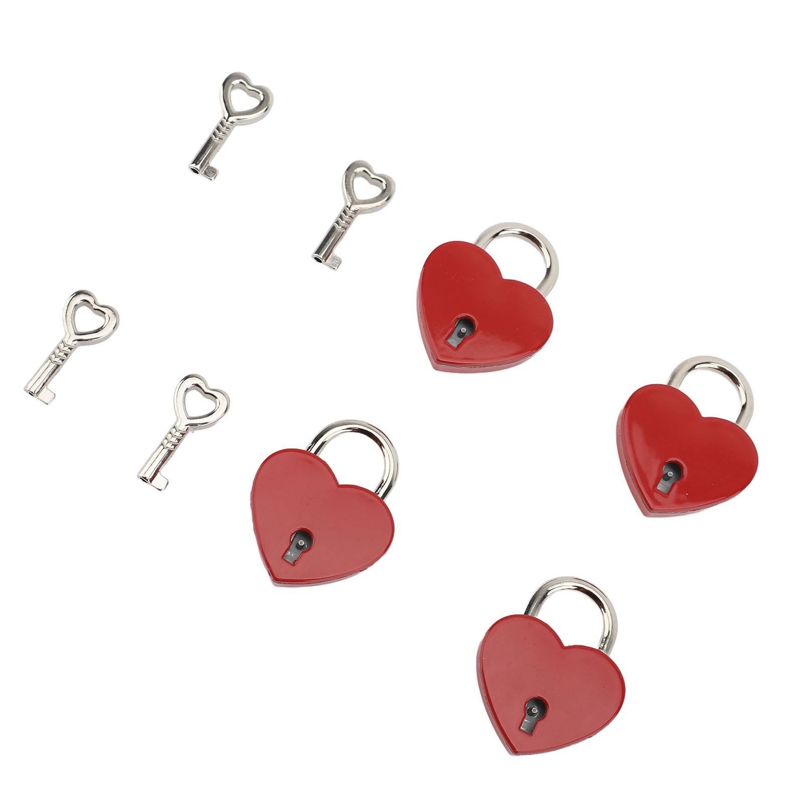 4er-set Herz-vorhängeschlösser Aus Zinklegierung, 38 X 30 Mm, Mit Schlüssel, Für Schmuckkästchen, Geldbörsen Und Handtaschen, Rot