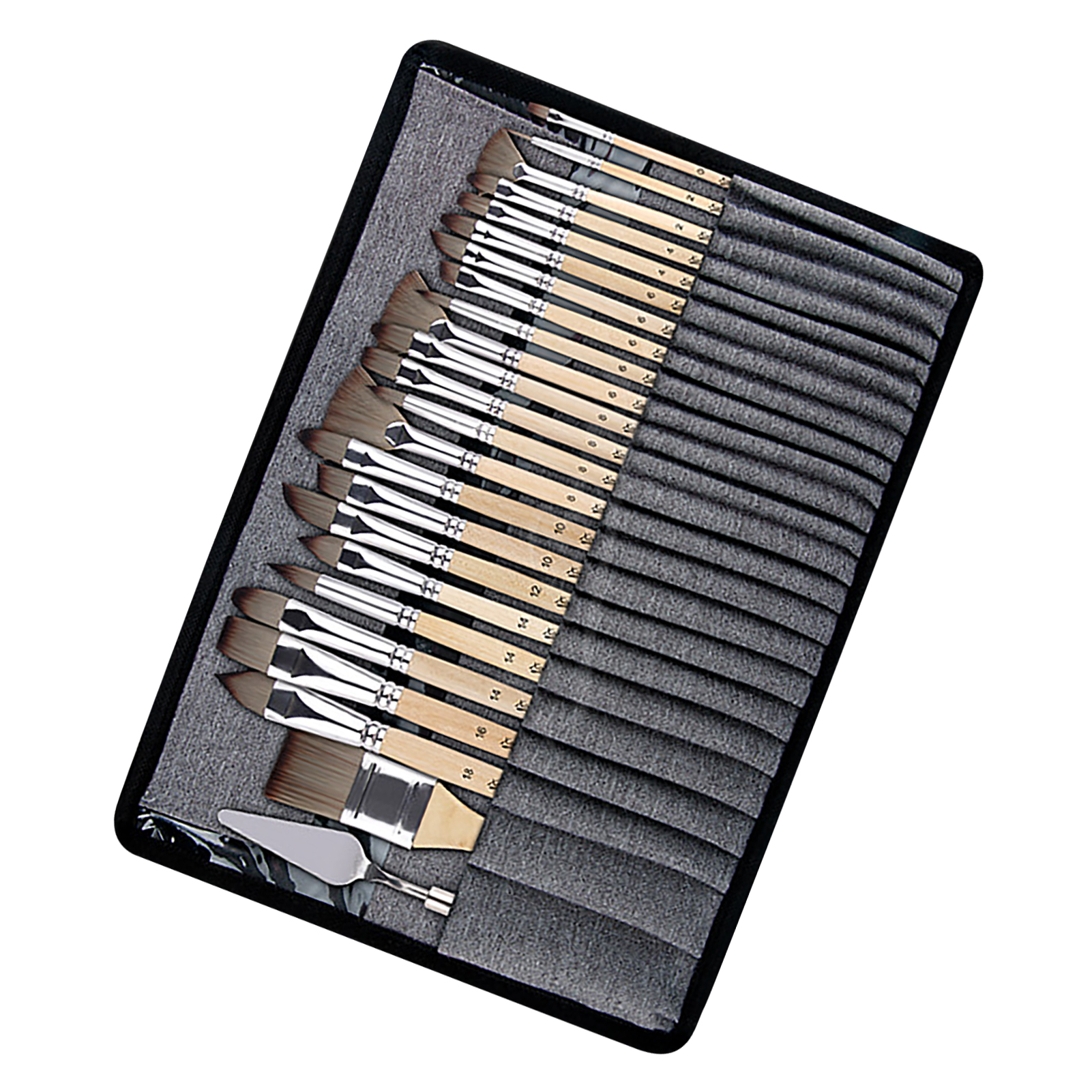 25-teiliges Pinselset Mit Holzgriff, Flachpinsel, Winkelpinsel, Fächerpinsel, Ölpinsel-set