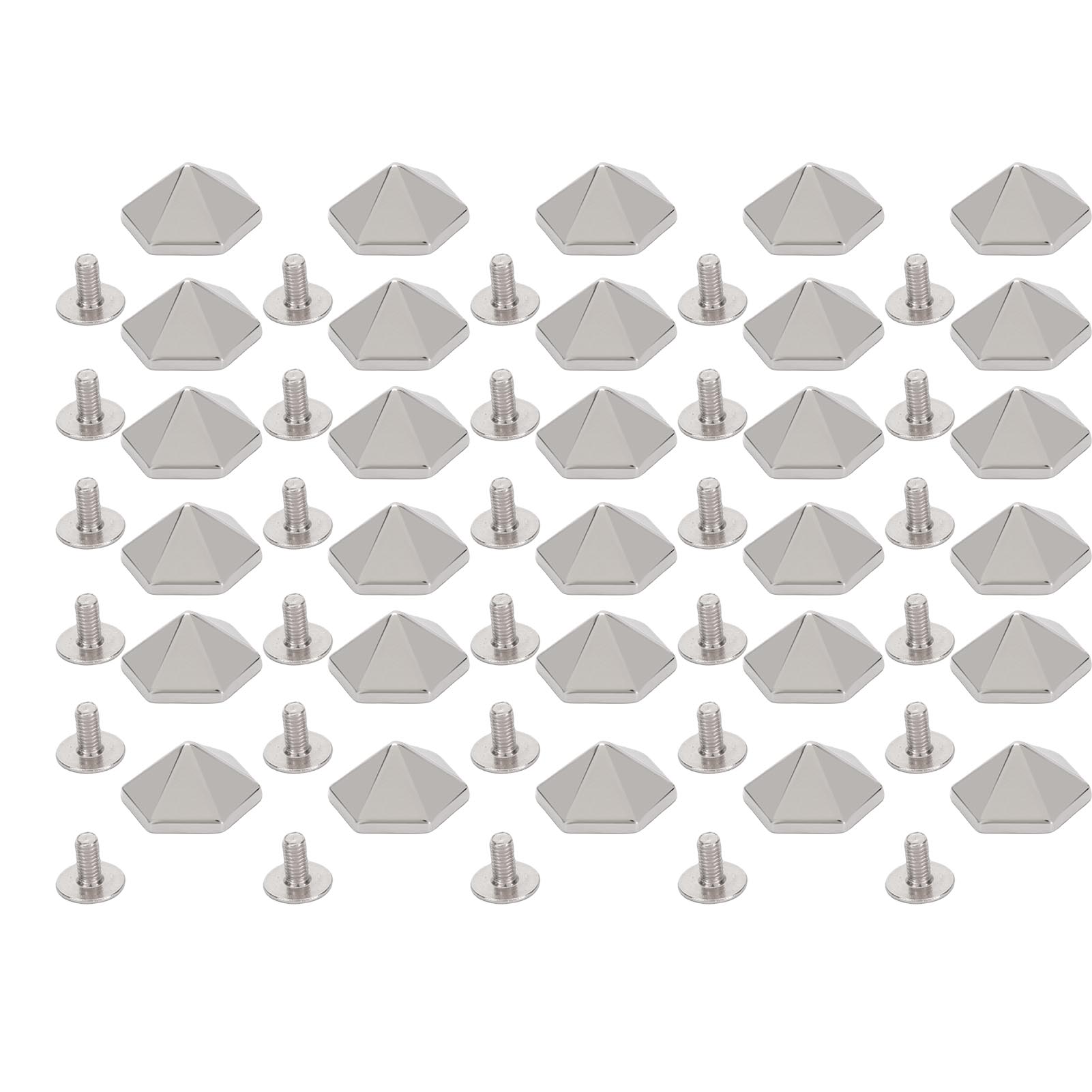 30er-set Sechskant-spitznieten, 15 Mm, Zinklegierung, 6 Mm, Gekreuzte Schraubnieten, Für Handtaschen, Schuhe, Kleidung, Silber