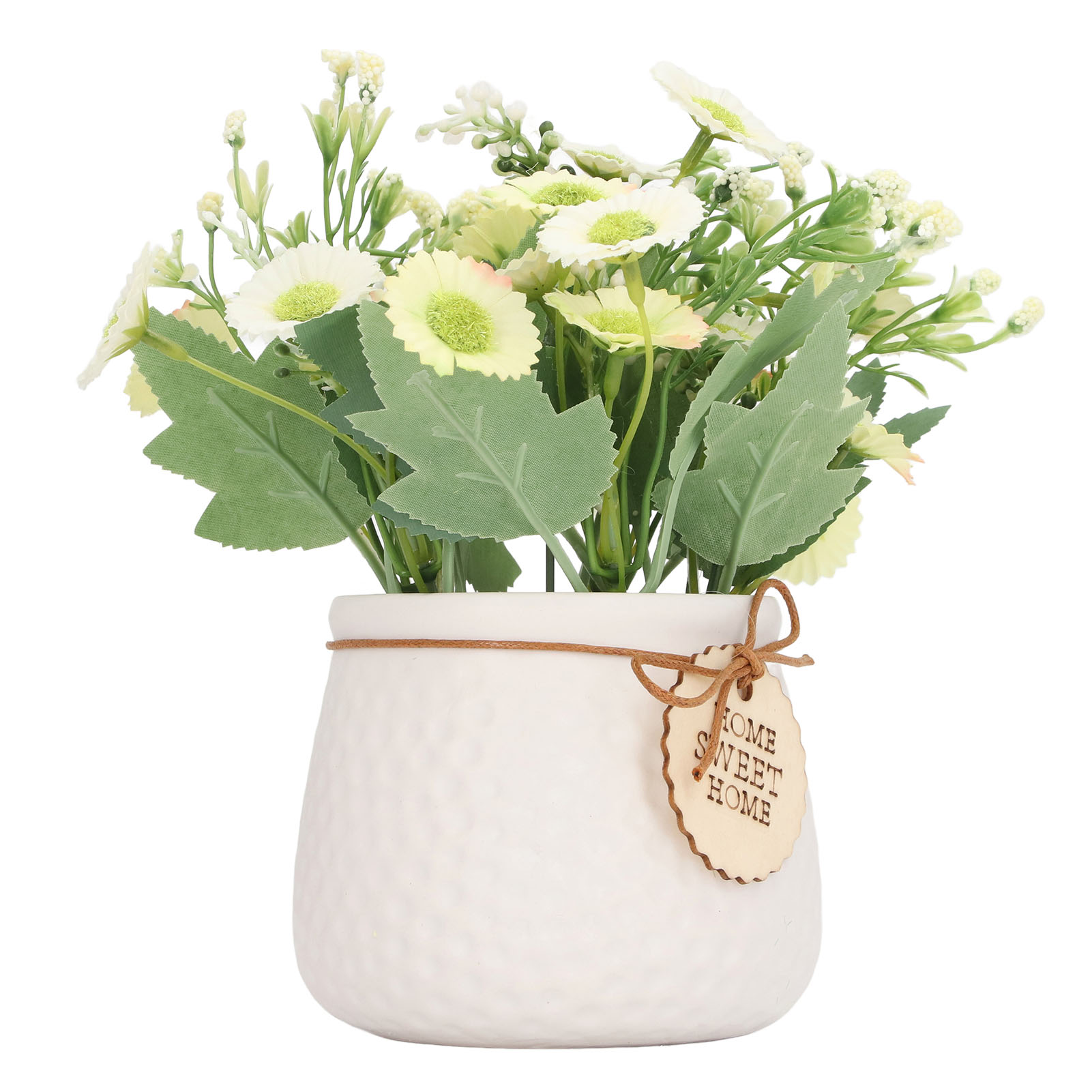 Kleine Künstliche Pflanzentöpfe, Mini-kunstpflanzen Im Topf, Künstliche Gänseblümchen-ornament, Heim- Und Außendekoration, 7146b 01, Gelb Mit Weißer Vase