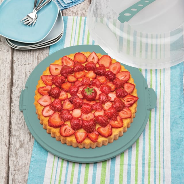 Rotho Tortenglocke Fresh flach grün, Kuchenbehälter, Kuchenbox Tortenbox