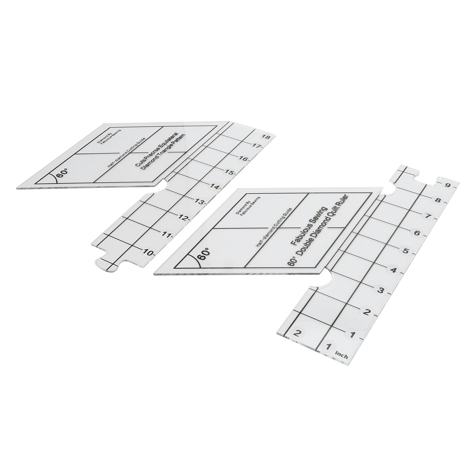 18-zoll-doppelstreifen-quiltlineal, 60-grad-diamant-quiltlineal, Hochpräzises Transparentes Quiltlineal Für Designer