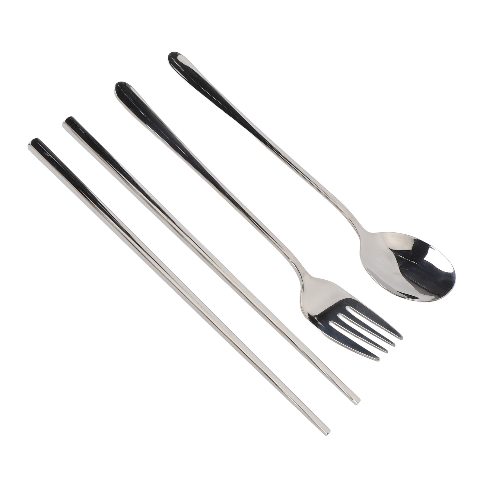 Tragbares Besteckset Mit Aufbewahrungsbox, Löffel, Gabel Und Essstäbchen Aus Edelstahl 304, Wiederverwendbar, Für Büro, Picknick Und Reisen