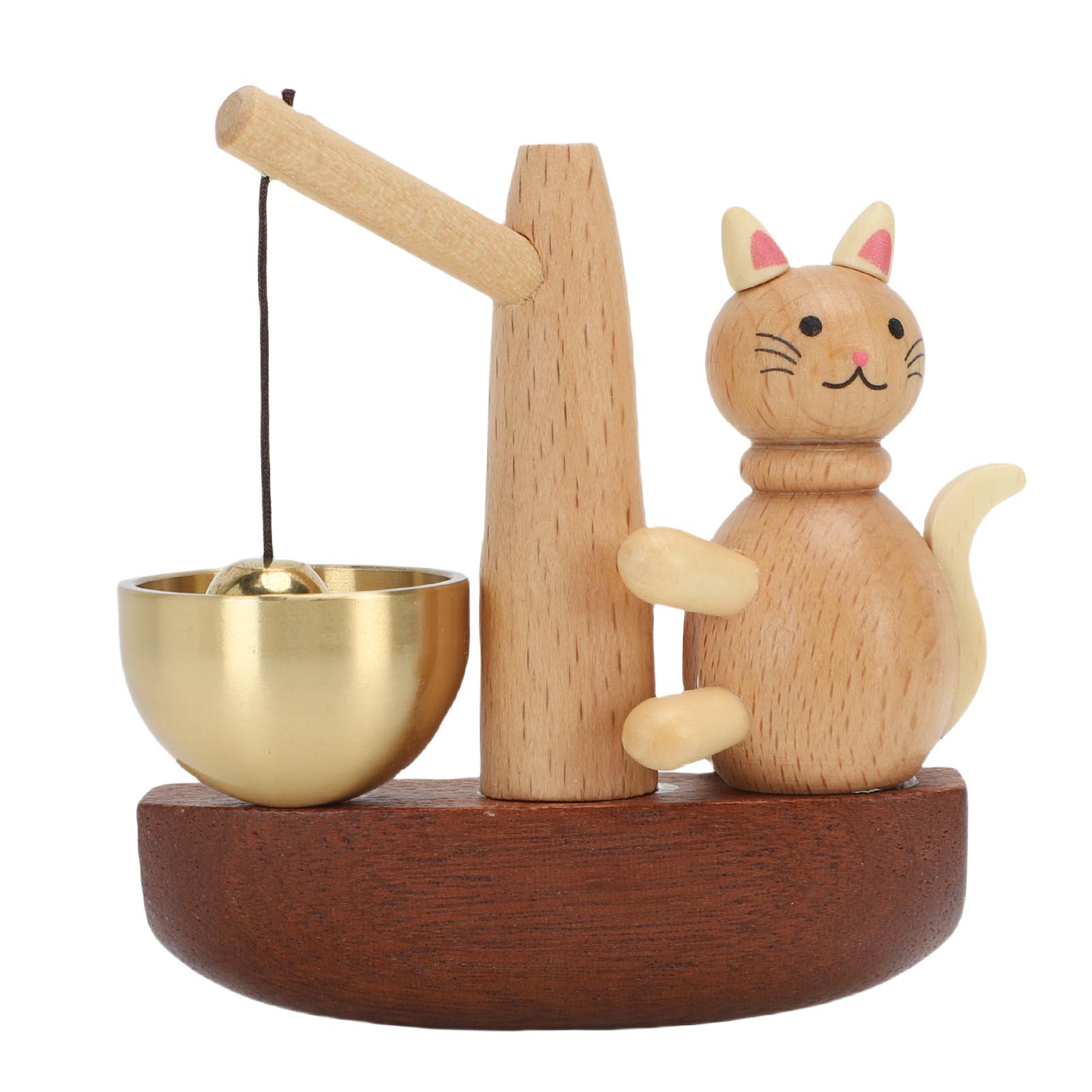 Holzkatzen-dekoration Mit Hängender Messingglocke, Retro-türklingel-ornament Für Hauseingang, Garten Und Laden