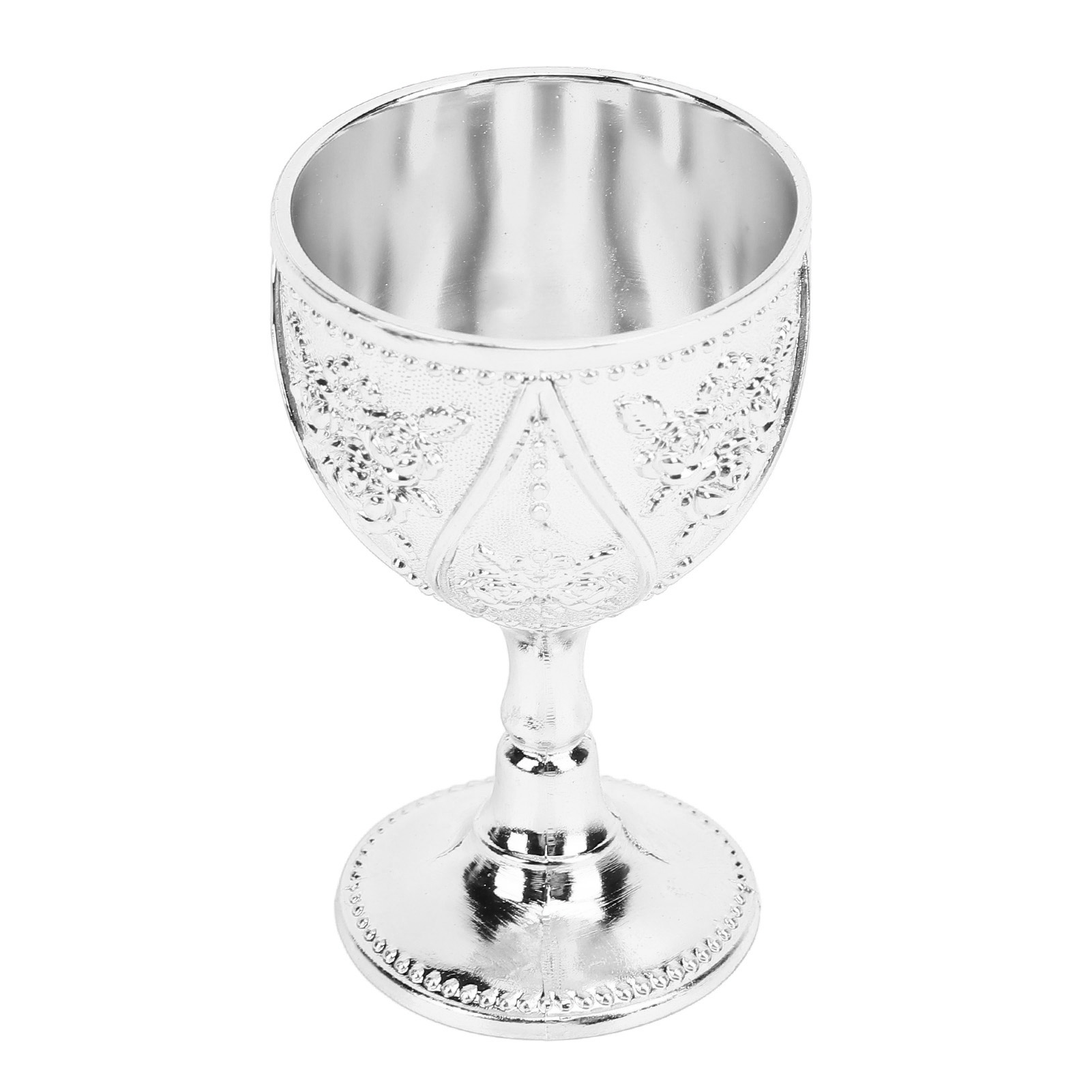 30-ml-weinglas Aus Metall Mit Geschnitzter Rose, Geprägter Kelch, Dekoration Für Hausbar, Reisen, Hochzeiten Und Partys, Silberfarben