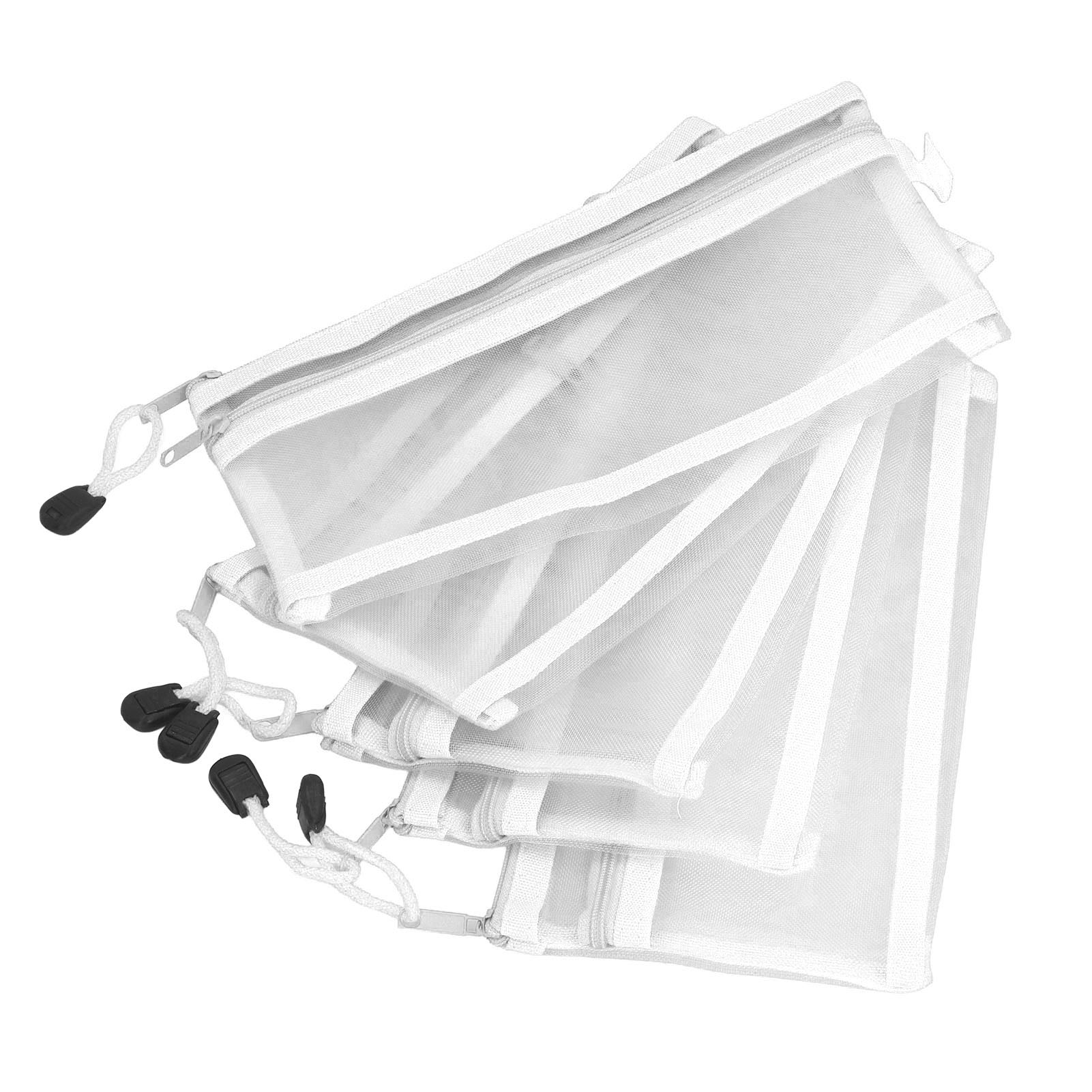 10 Stück Doppellagige, Wasserdichte Nylon-aufbewahrungstaschen Aus Netzgewebe Für A6-papier, Schreibwaren Und Puzzles Mit Reißverschluss, Weiß