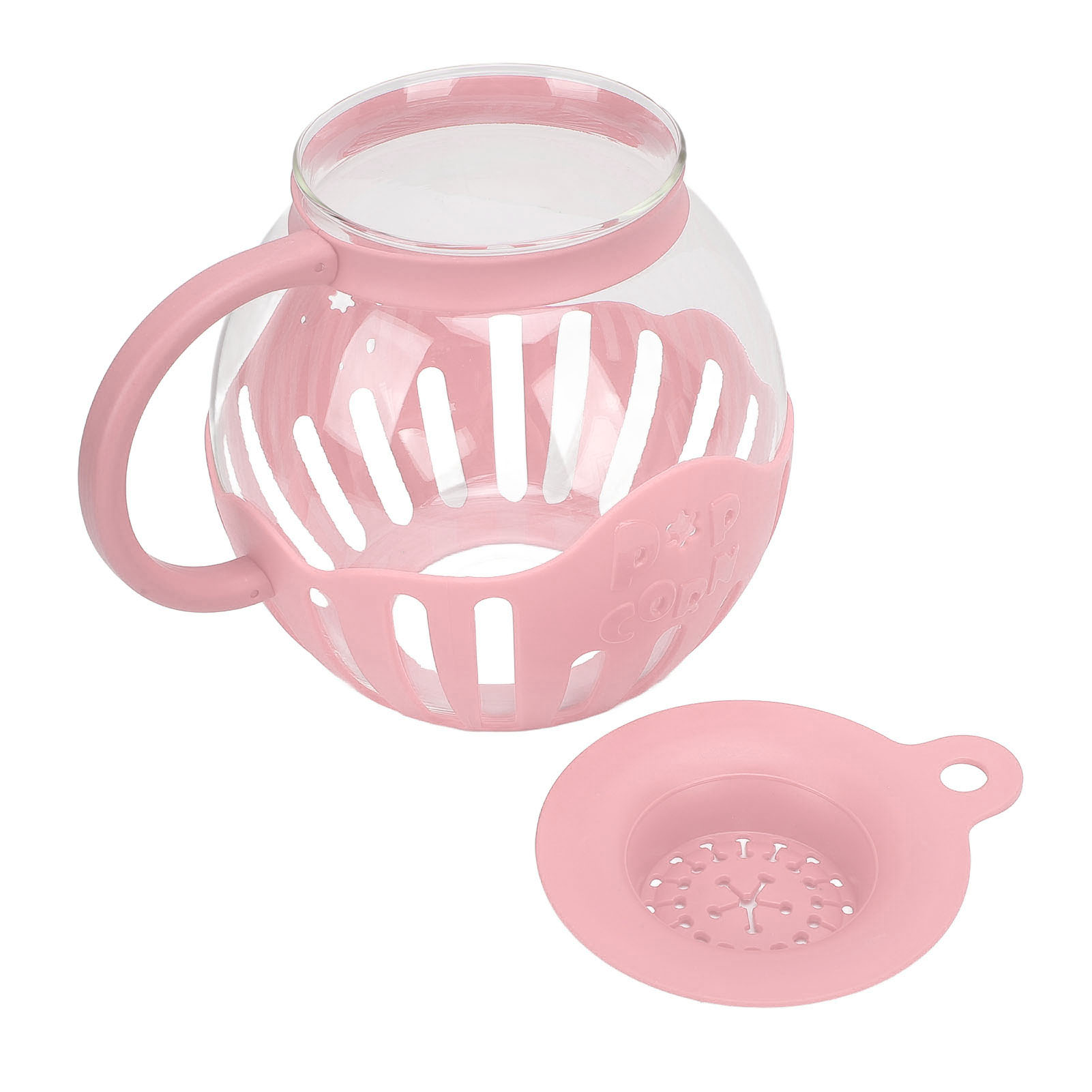 2,13 L Mikrowellen-popcorn-maker Aus Glas Mit Breiter Öffnung Und Griff, Ideal Für Kino, Spiele Und Partys, Pink