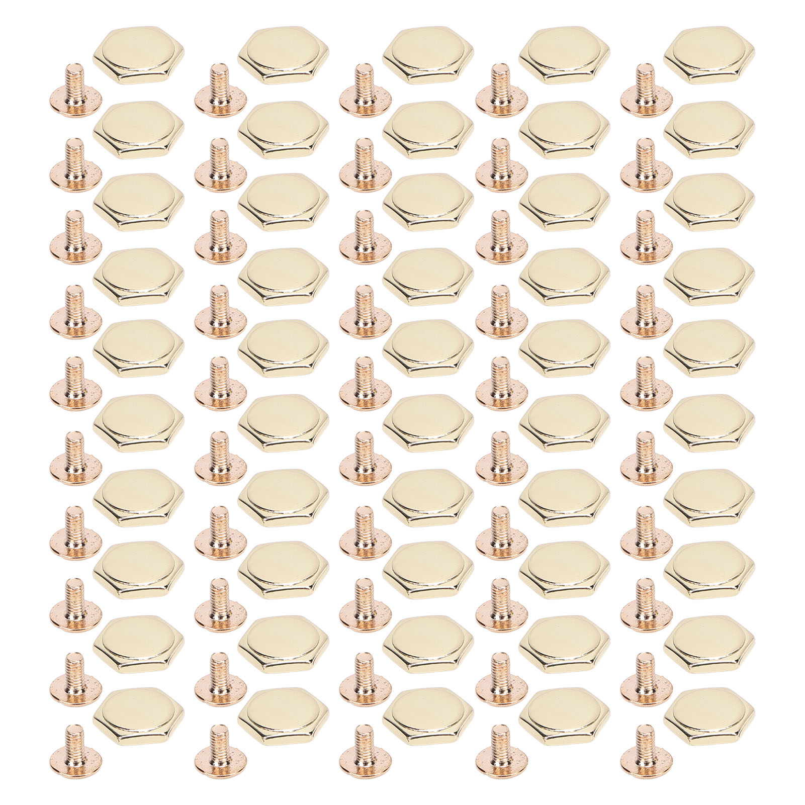 50er-set Sechskantnieten, Metall, Schlitzschraube, Feine Verarbeitung, Bindenieten, Lederverschluss Für Bastelarbeiten, Taschen, Gürtel, 12 Mm, Gold