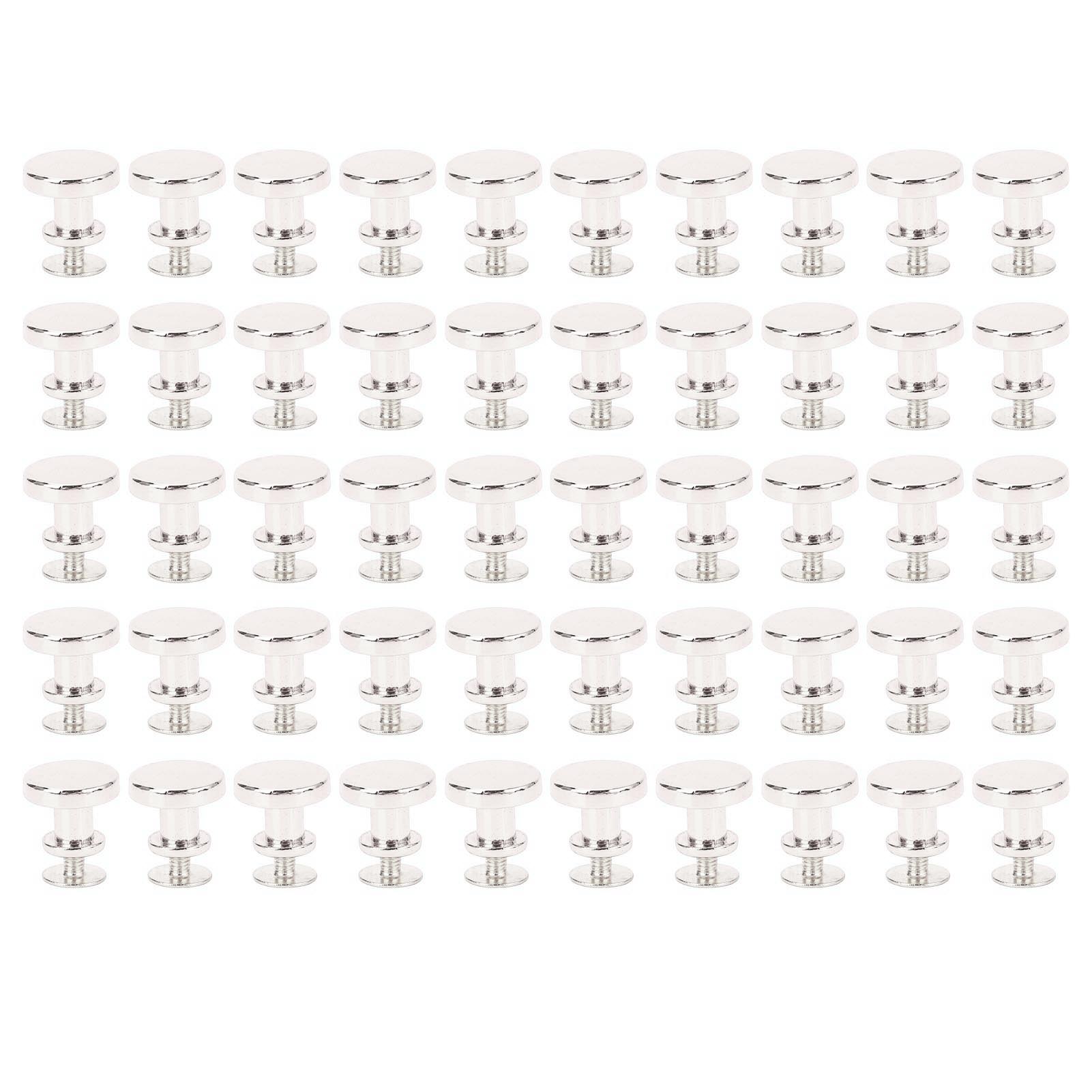 50 Sets Nieten Und Schrauben, 12 Mm Rundkopfnieten, 6 Mm Gekreuzte Eisenschrauben Für Schubladengriffe, Lederarbeiten, Silber