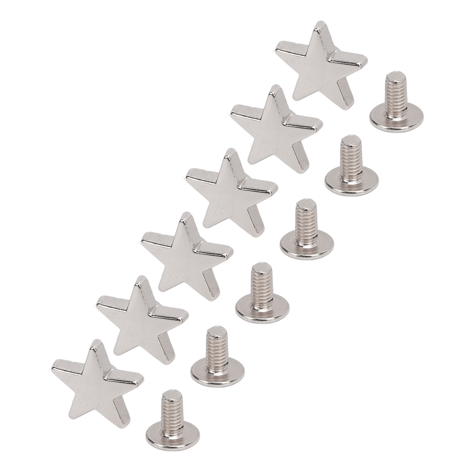 50 Sets Ledernieten, 12 Mm, Pentagrammförmige Nieten, 7 Mm, Gekreuzte Schrauben Für Bekleidung, Lederarbeiten, Silber