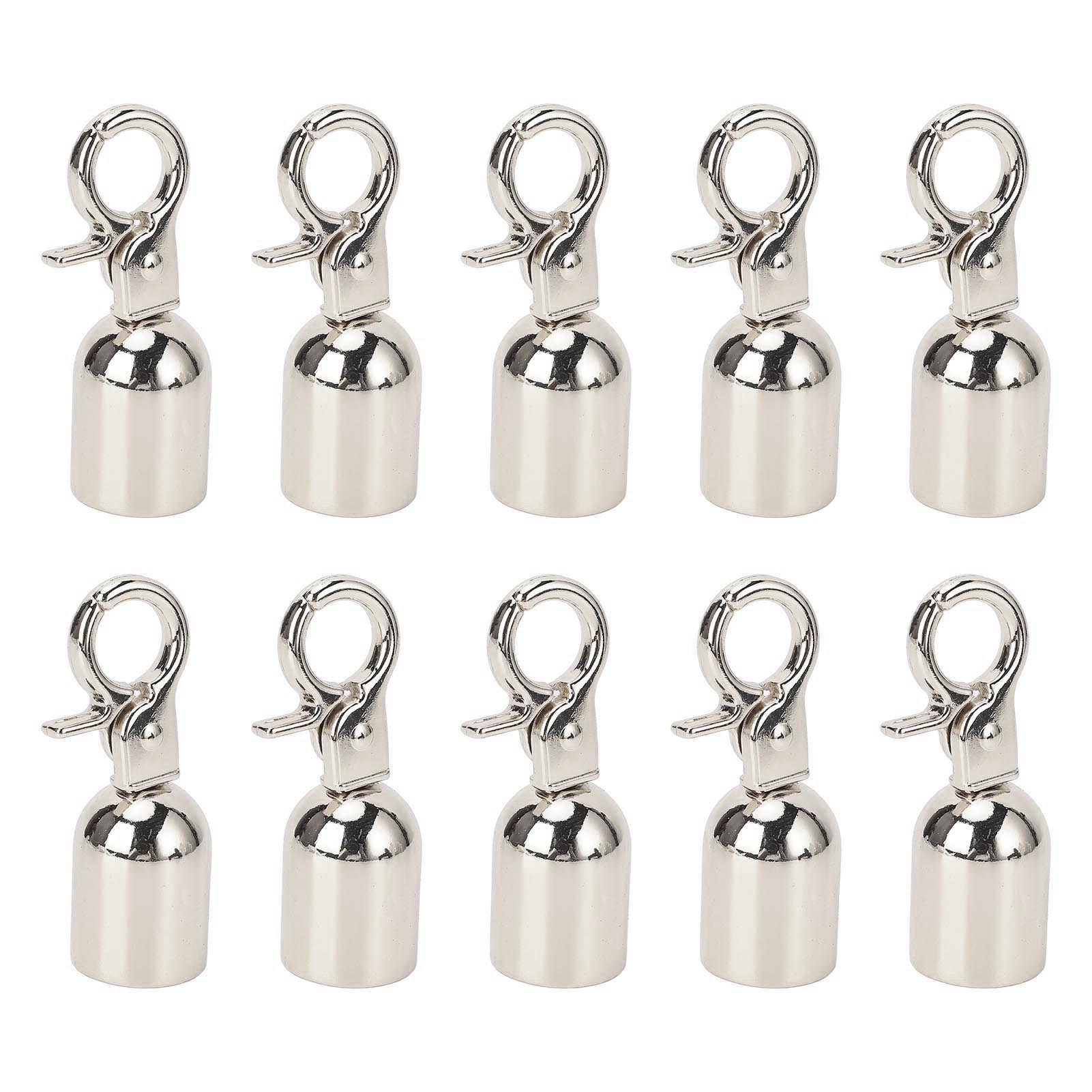 10er-set Seilendstopper, 15,5 Mm Durchmesser, Karabinerhaken Aus Zinklegierung Mit 15,8 Mm Langen Schrauben, Silberfarben