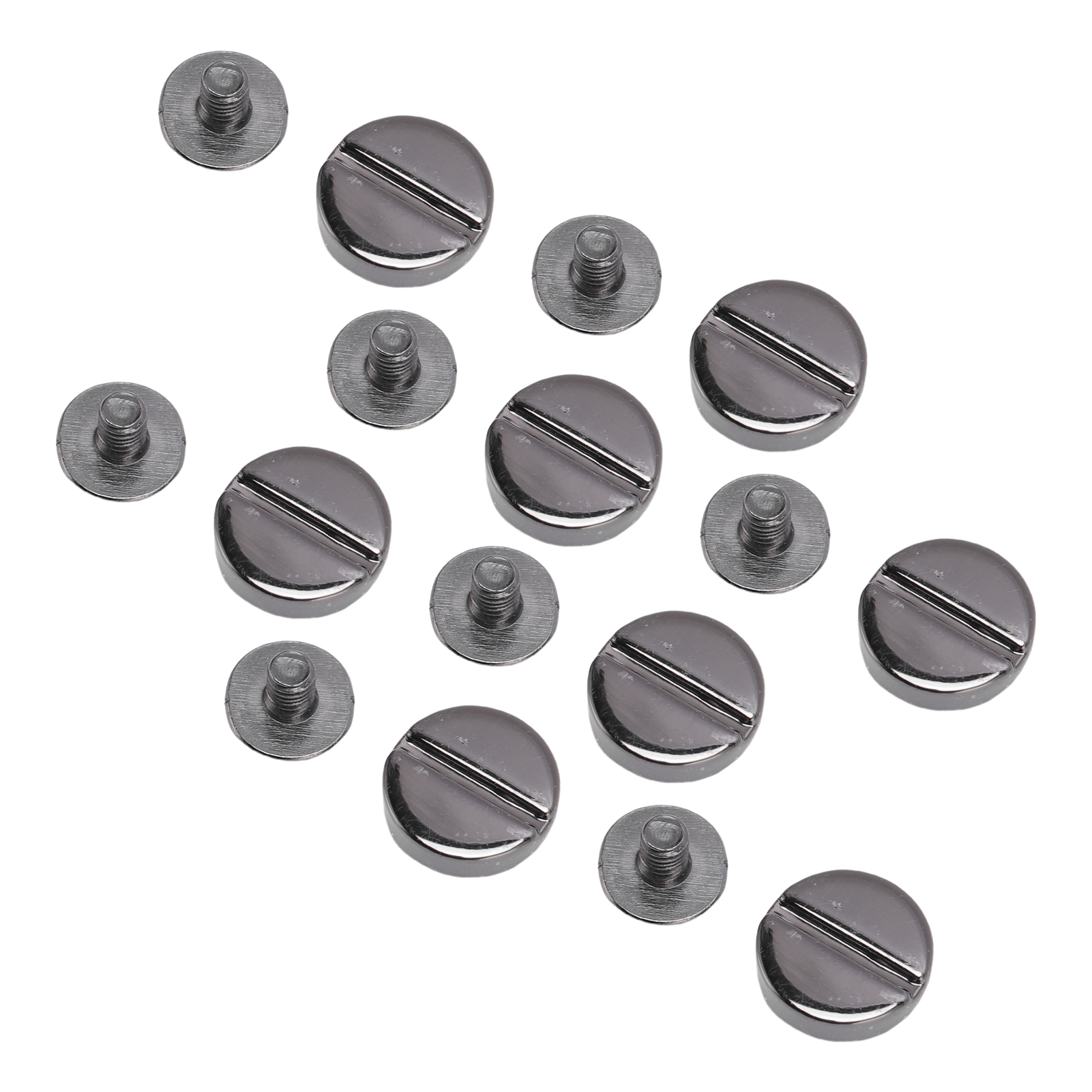 50 Sets Flachkopfnieten 10 Mm, Silber-schwarz, Zinklegierung, Lederbindungsnieten Mit Schrauben Für Taschen, Handtaschen, Geldbörsen Und Bekleidung