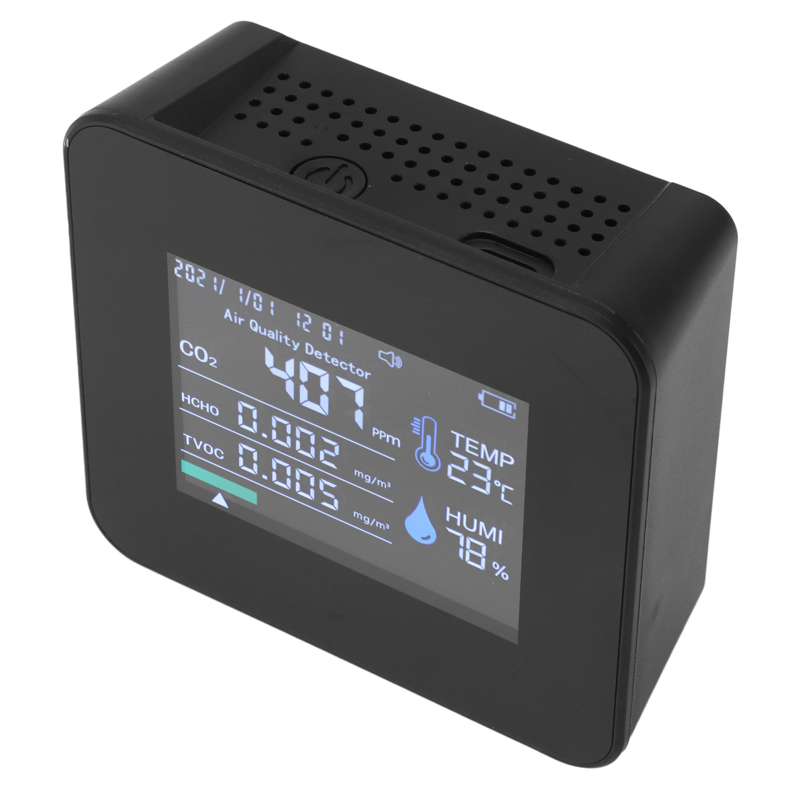 9-in-1-raumluftqualitätsmonitor: Anzeige Von Pm2,5, Pm10, Pm1,0, Co2, Hcho, Tvoc, Temperatur, Luftfeuchtigkeit Und Uhrzeit