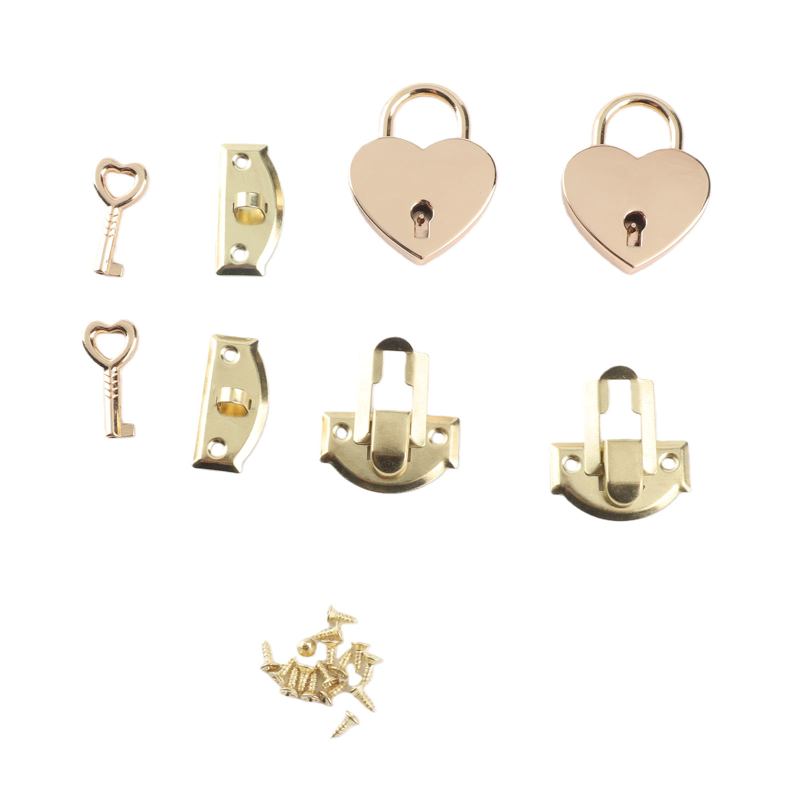 2er-set Vorhängeschloss-set Mit Holzbox, Antik, Aus Zinklegierung, Mit Riegelverschluss Und Herzförmigen Vorhängeschlössern Inklusive Schlüsseln, Gelb