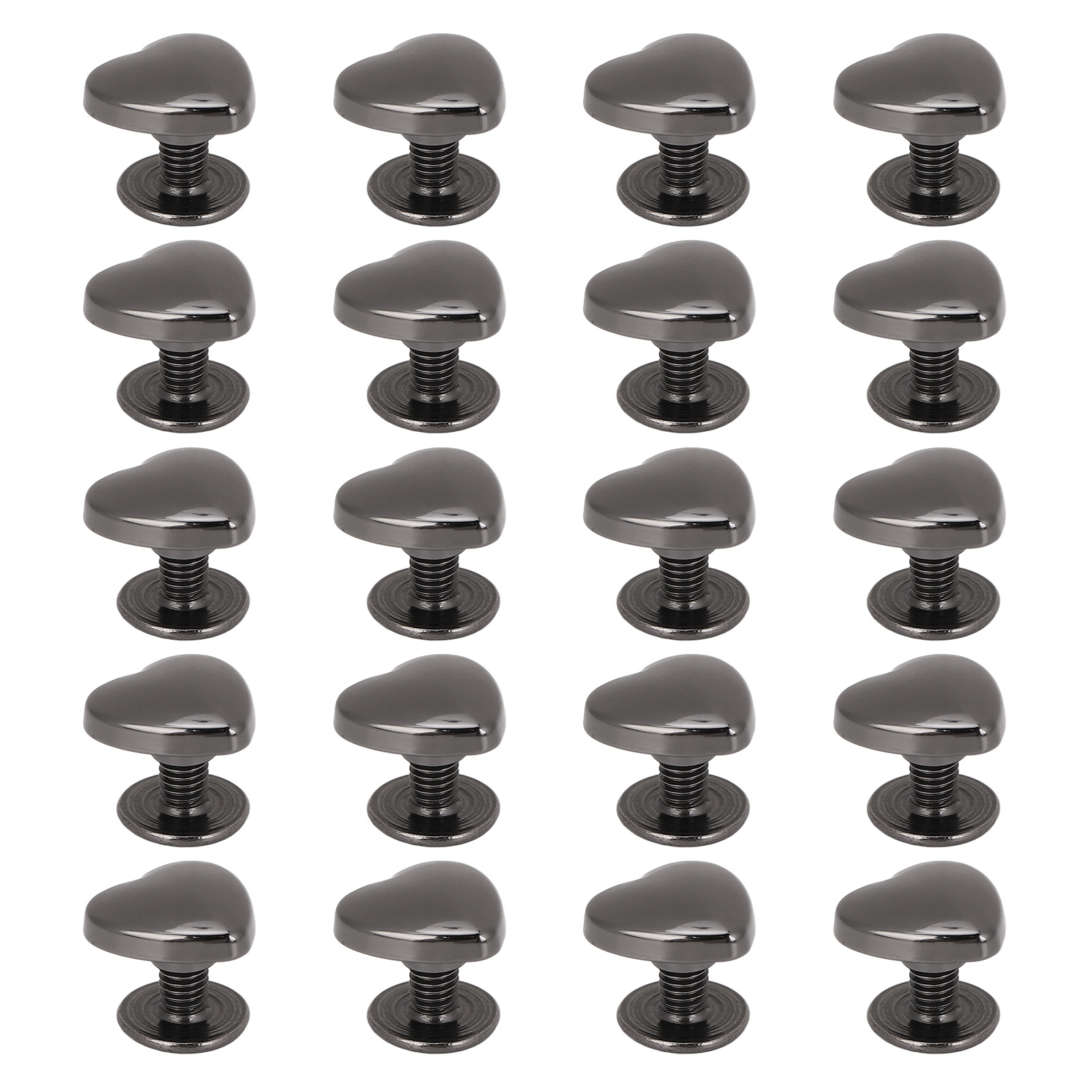 20 Stück Herznieten, 10 Mm, Dekorative Metallherznieten Mit Ph-schrauben Für Lederprojekte, Silber/schwarz