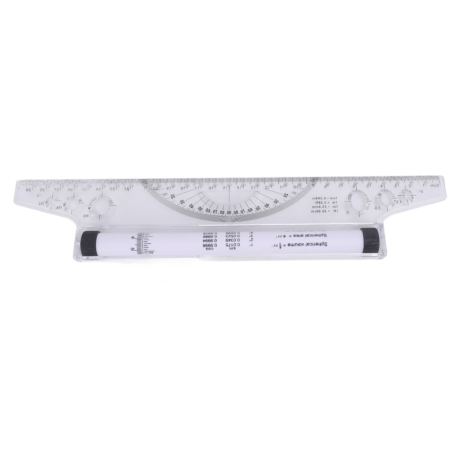 Rolllineal Zum Zeichnen Und Messen Von Parallelen, Bögen Und Kurven Mit Integriertem Winkelmesser, 30 Cm / 11,81 Zoll