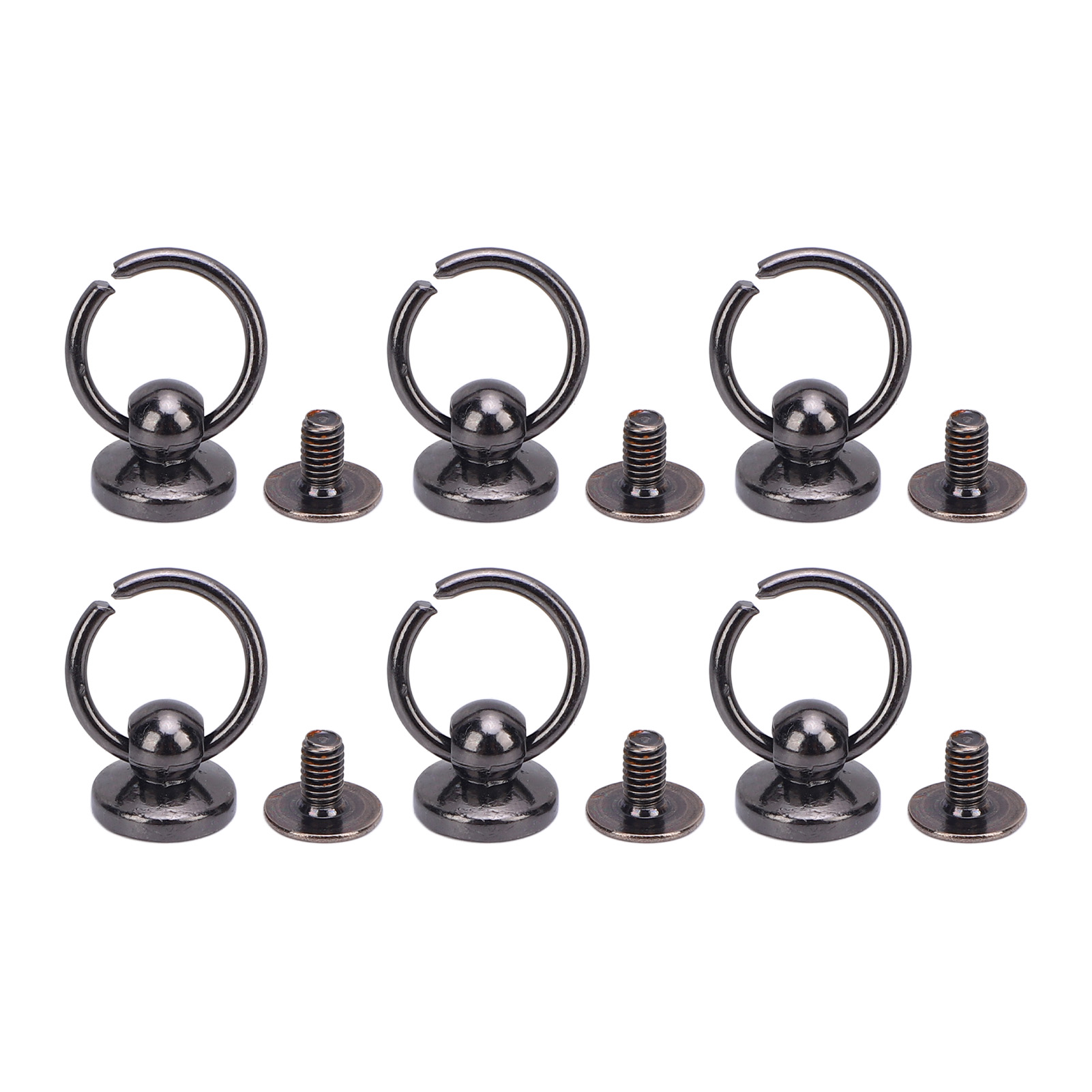 50 Sets Schraubnieten Mit Rundkopf Und Zugring, 9,5 Mm Ringnieten Aus Zinklegierung Und 7,5 Mm Eisenschrauben Für Handyhüllen Und Gürtel, Silber/schwarz