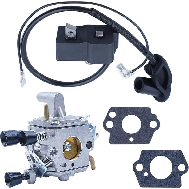 Vergaser Und Zündspule Für Stihl Fs120, Fs200, Fs250, Fs300, Fs350 Freischneider, 5-in-1-set Bestehend Aus Vergaser, Zündspulenmodul, Kabel Und Vergaserdichtungen