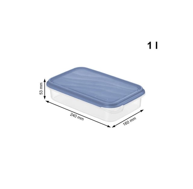 Rotho - Kühlschrankdose Rondo 1 l flach horizon blau, Frischhaltedose