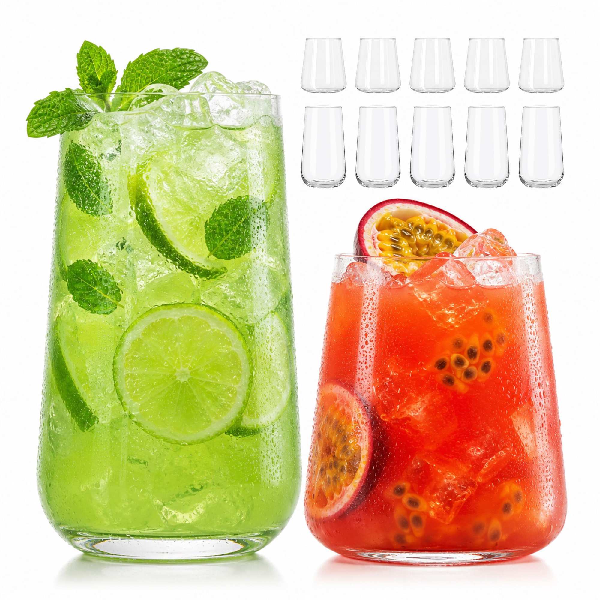 12-teiliges Trinkgläser-set – 6 Longdrinkgläser & 6 Wassergläser