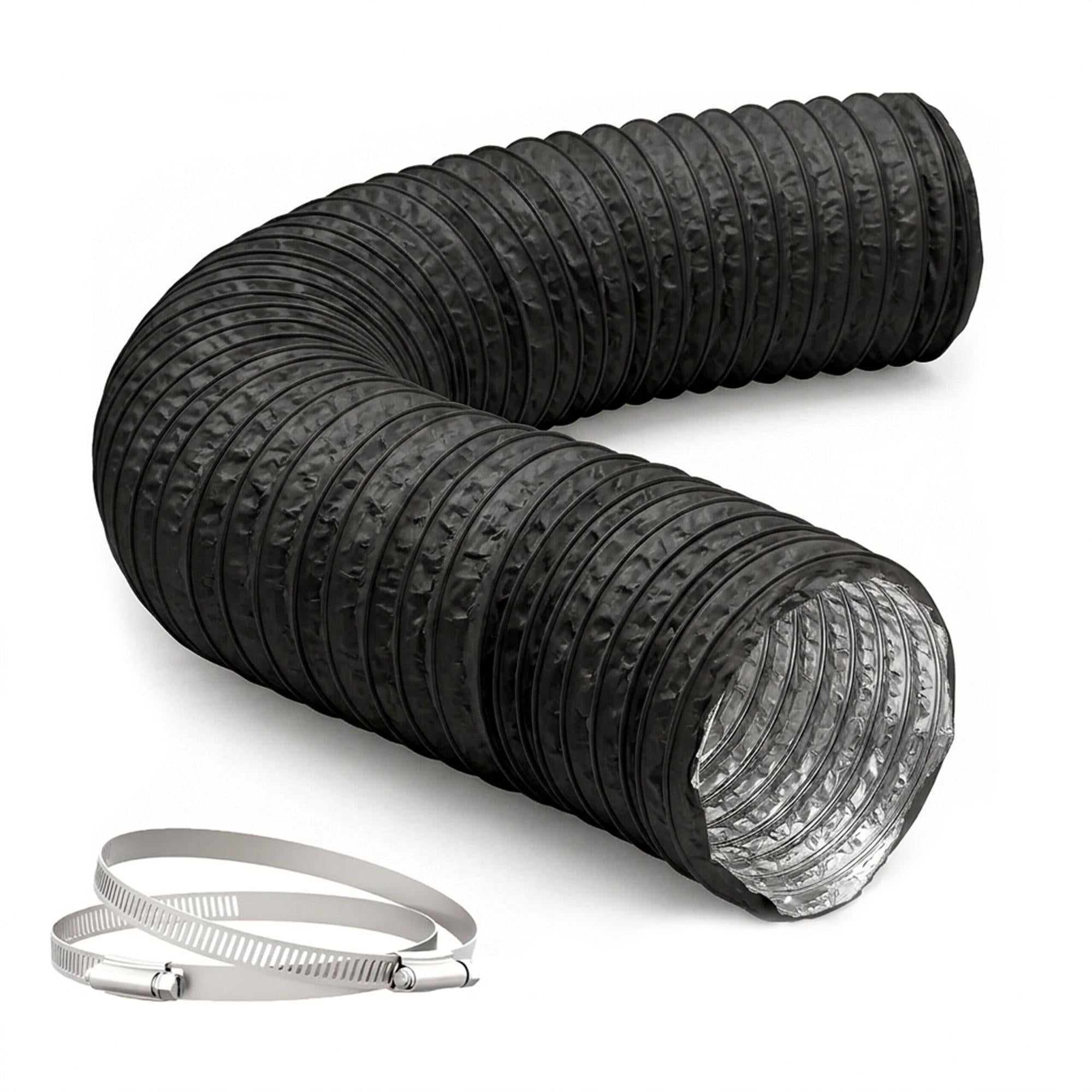 Schwarzer, Flexibler Auspuffschlauch, 5 M X 75 Mm, Pvc & Aluminium
