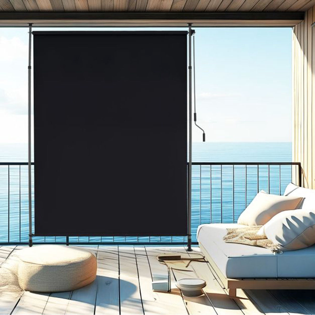 Vertikaler, Einziehbarer Sonnenschutz Für Die Terrasse, Kurbel, 150 Cm