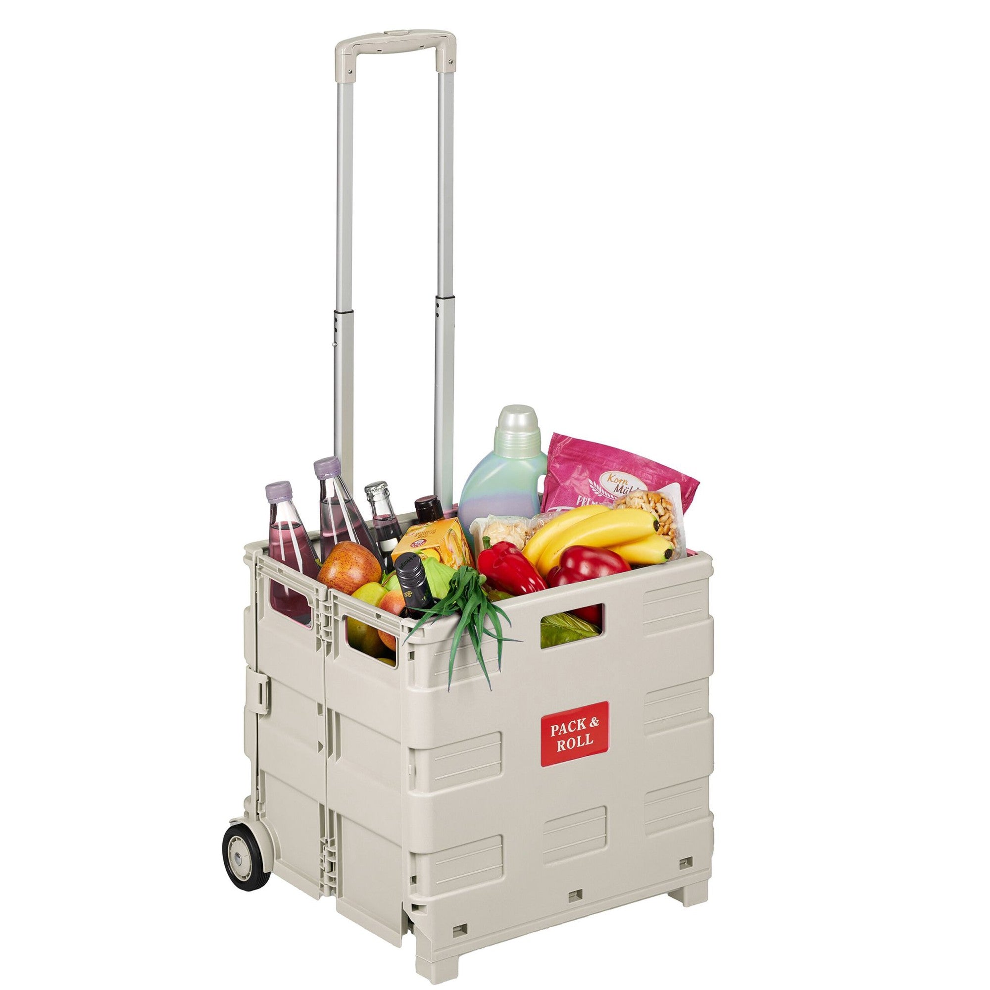 Faltbarer Einkaufswagen Mit Teleskopgriff, Beige