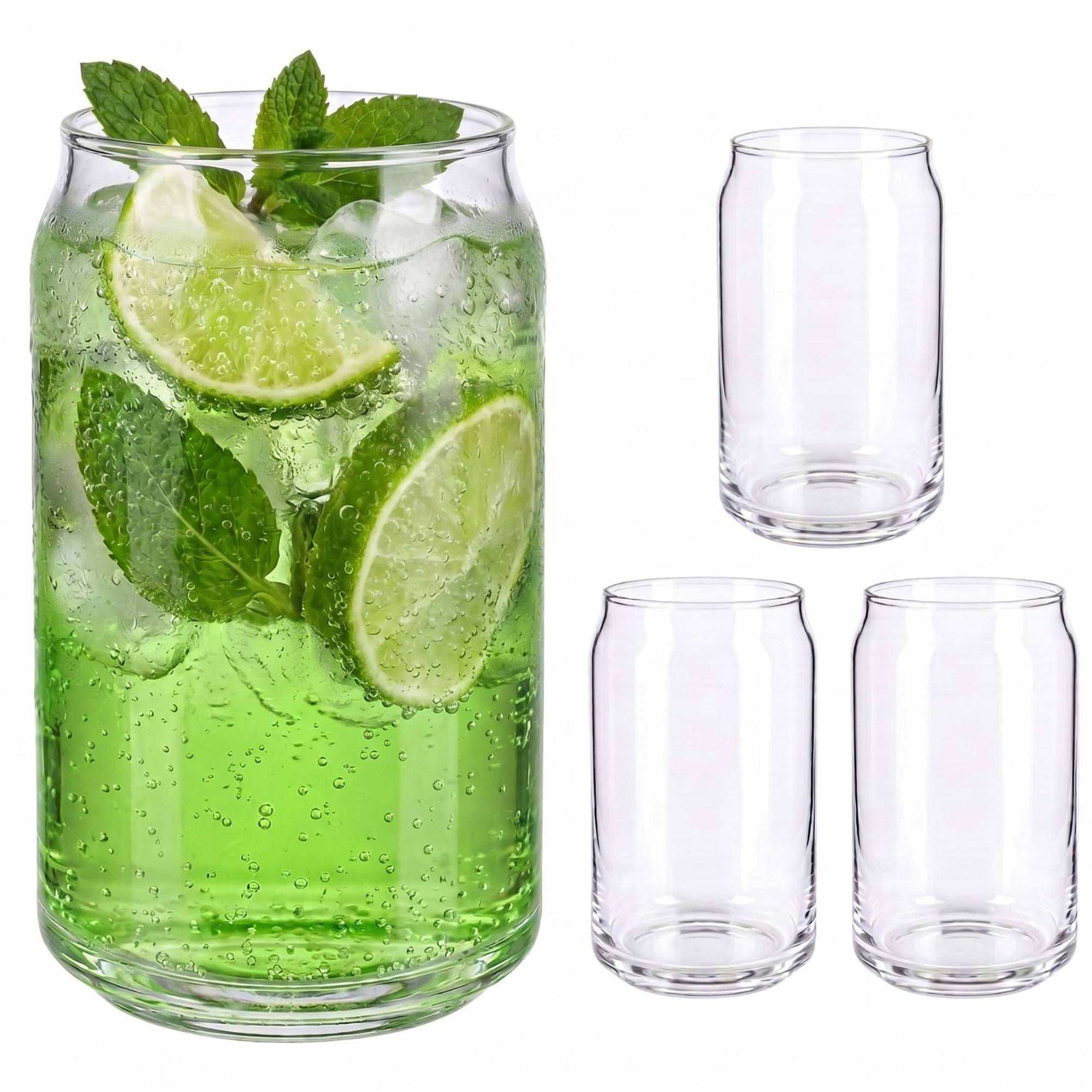 Transparente, Dosenförmige Longdrinkgläser, 4er-set