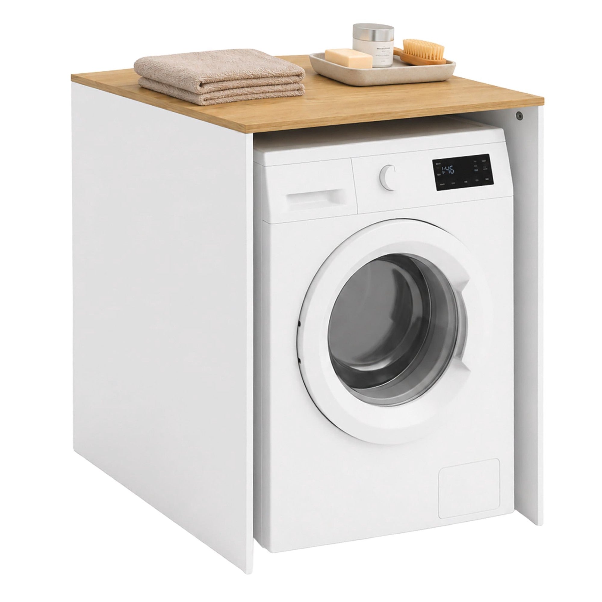 Waschmaschinenschrank Mit Ablage, Weiß, Holzwerkstoff