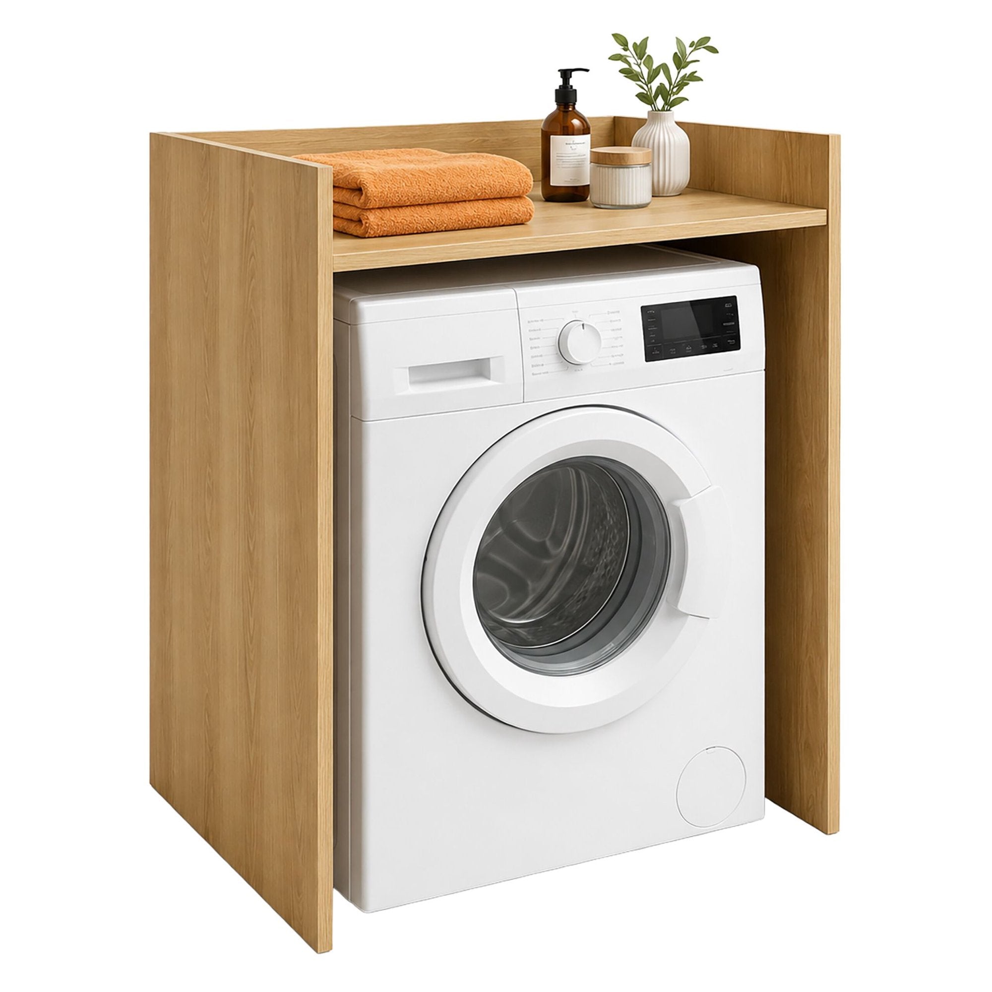 Waschmaschinenschrank, Holzwerkstoff, Hellbraun