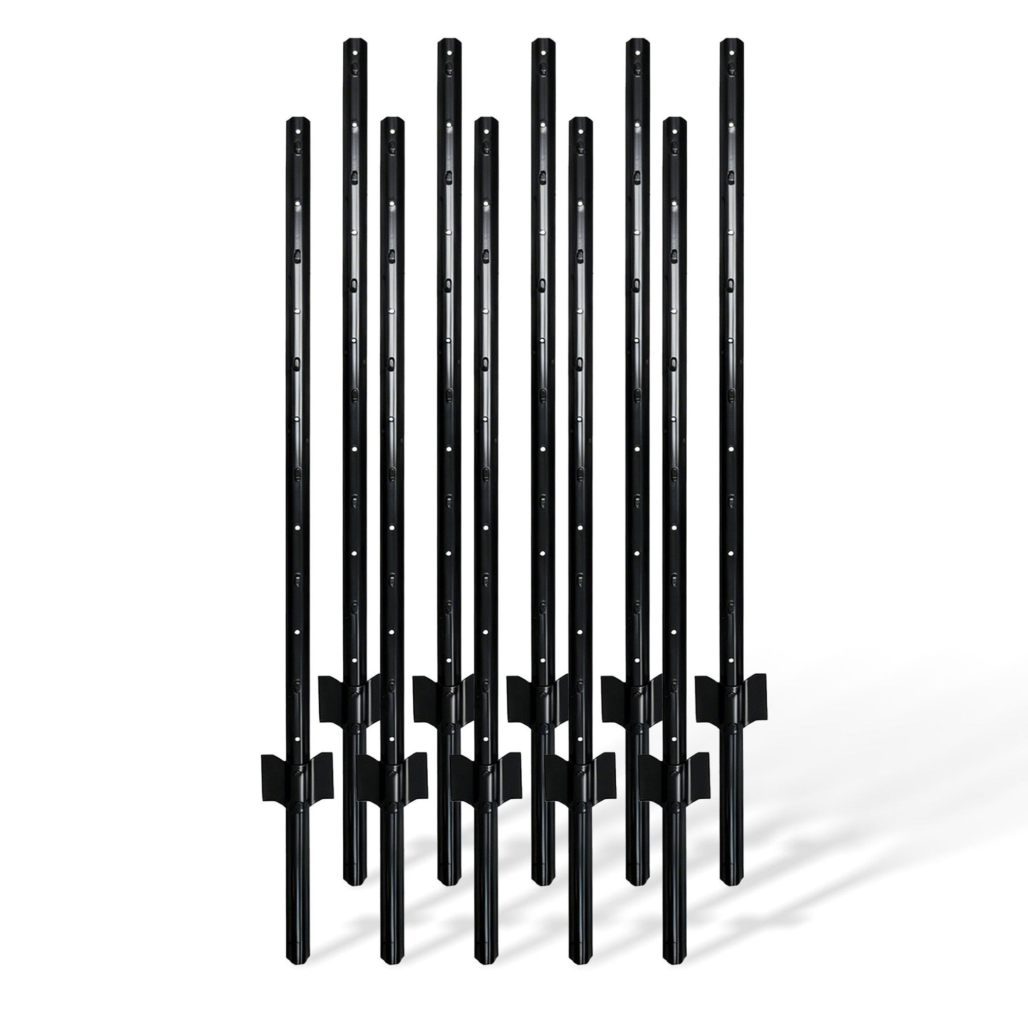 Schwarze Stahl-zaunpfosten, 90 Cm, 10er-set