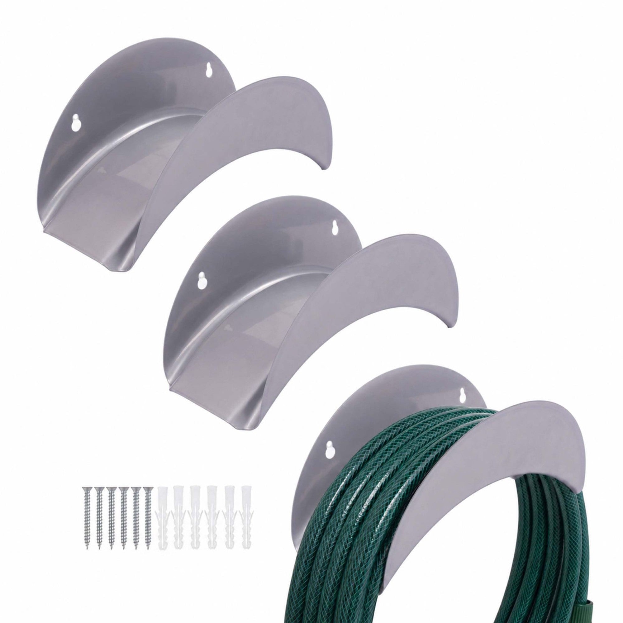 Wetterfestes Schlauchhalter-set Aus Eisen, 3er-pack, Silber