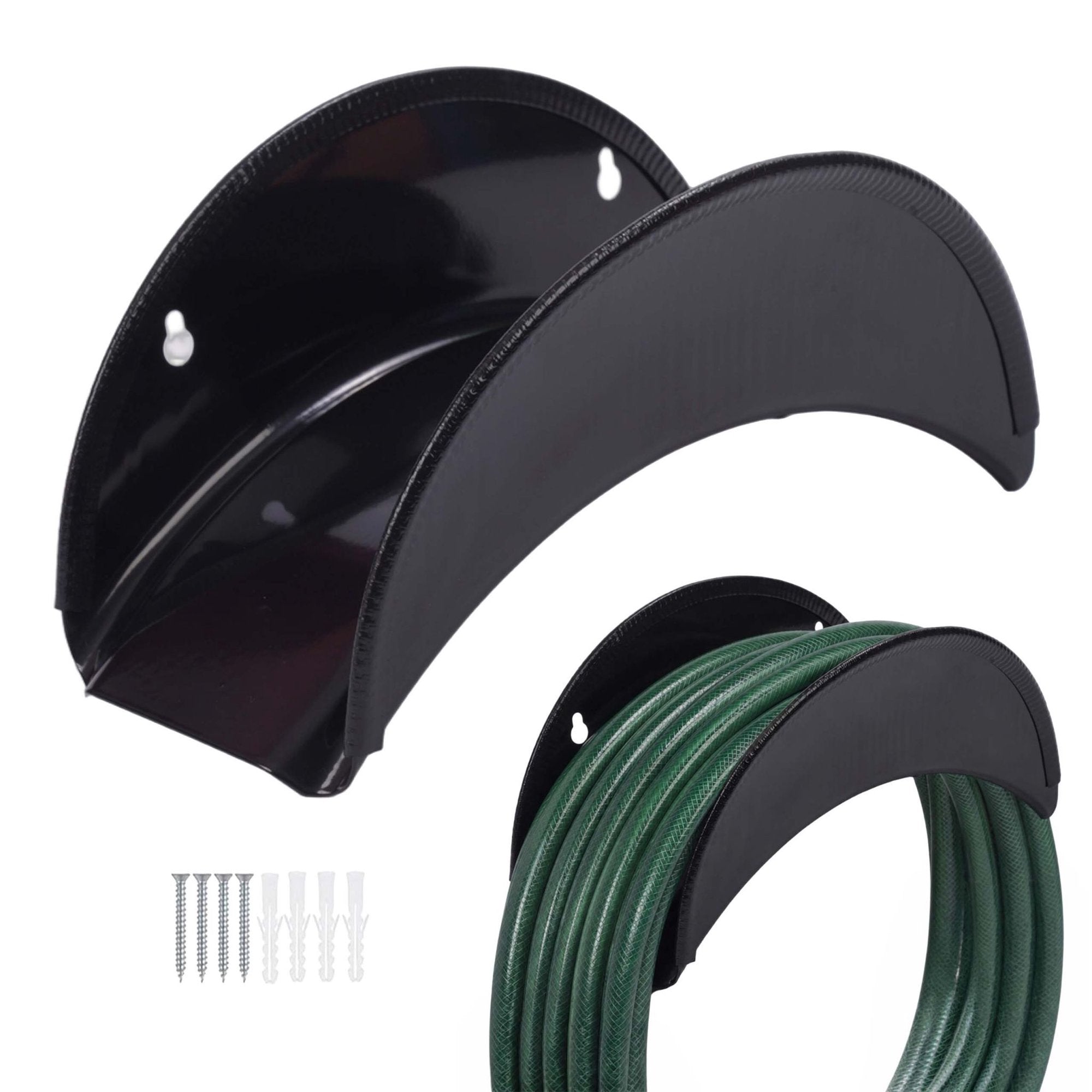 Schwarze Schlauchhalter Aus Eisen, 2er-set – Rostfrei, Zur Wandmontage