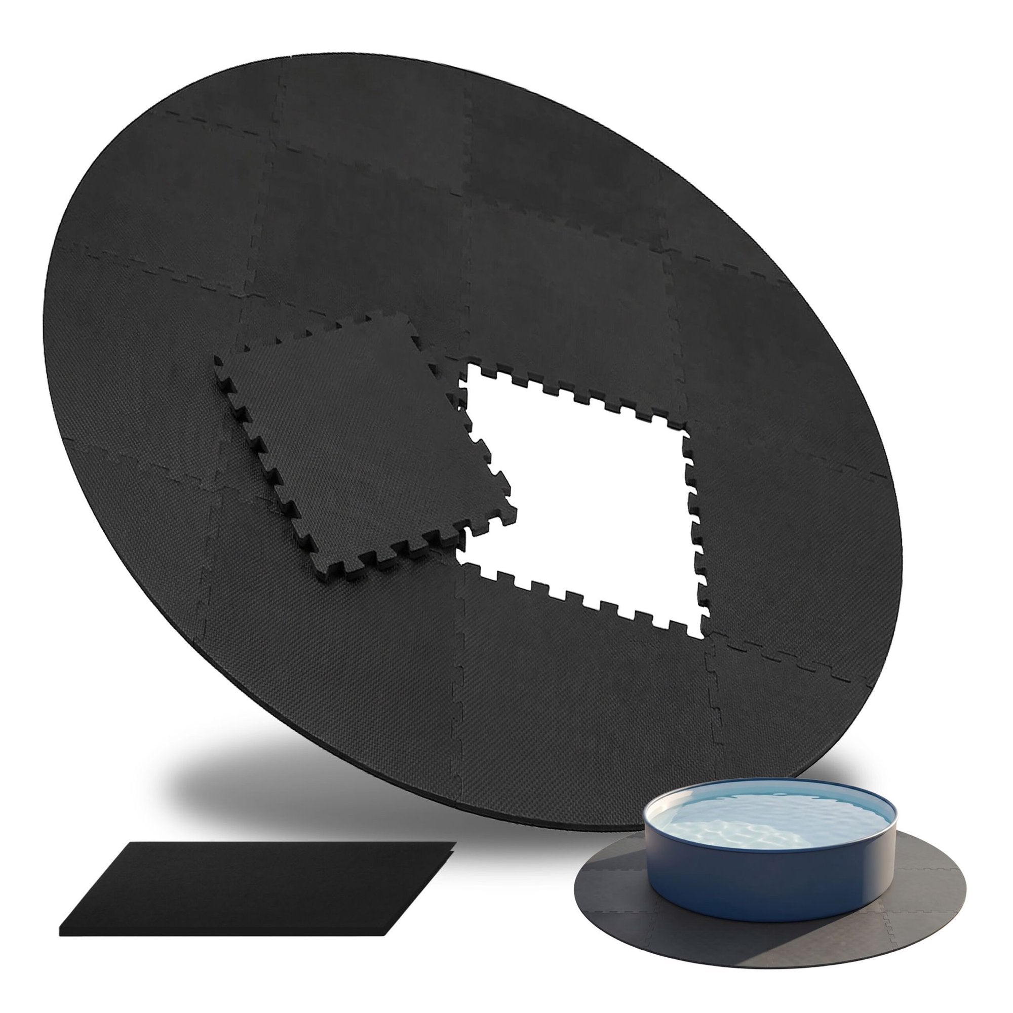 Runde Eva-schaumstoff-poolmatte, 2 M Durchmesser, Schwarz