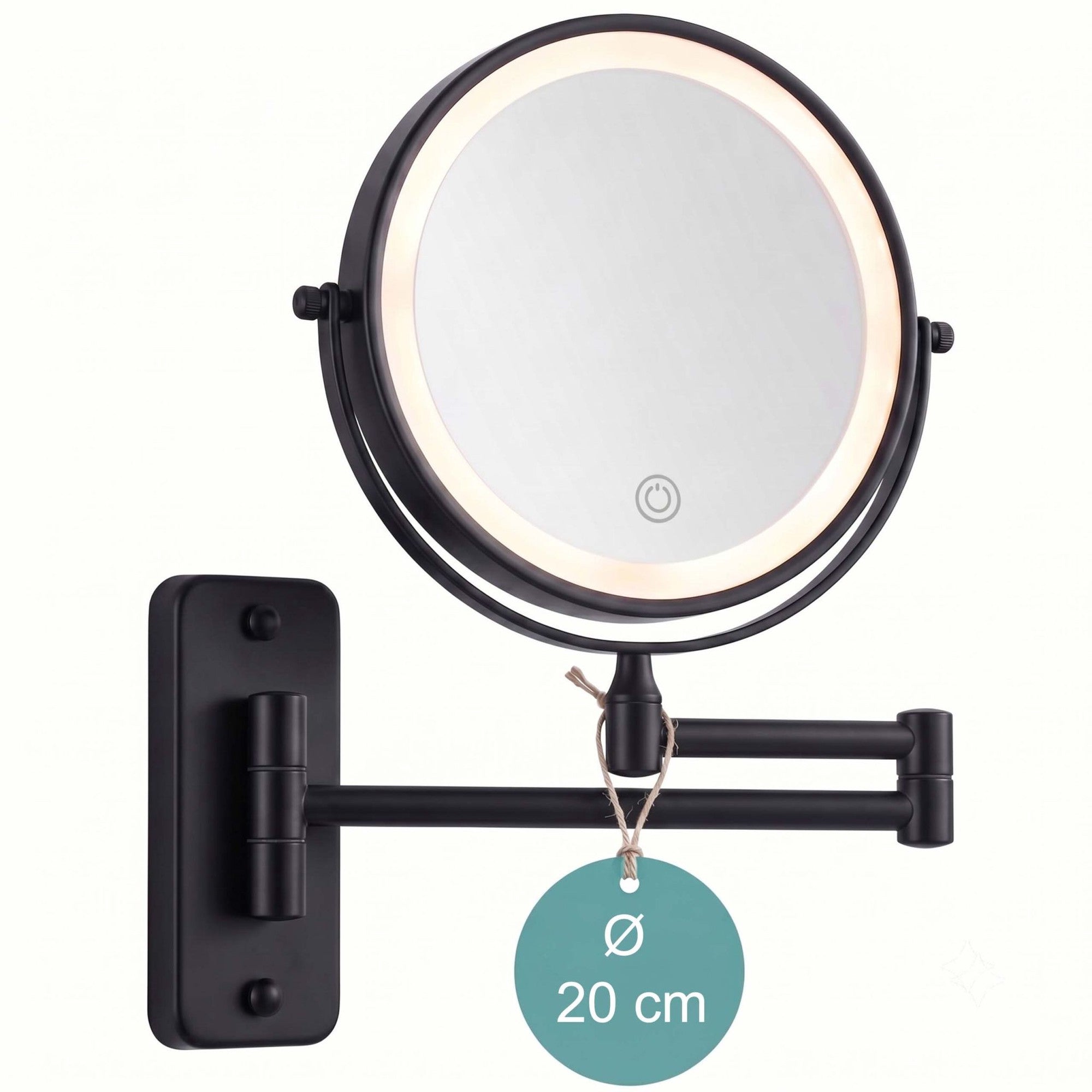 Wandmontierter Led-schminkspiegel, 10-fache Vergrößerung, Schwarz