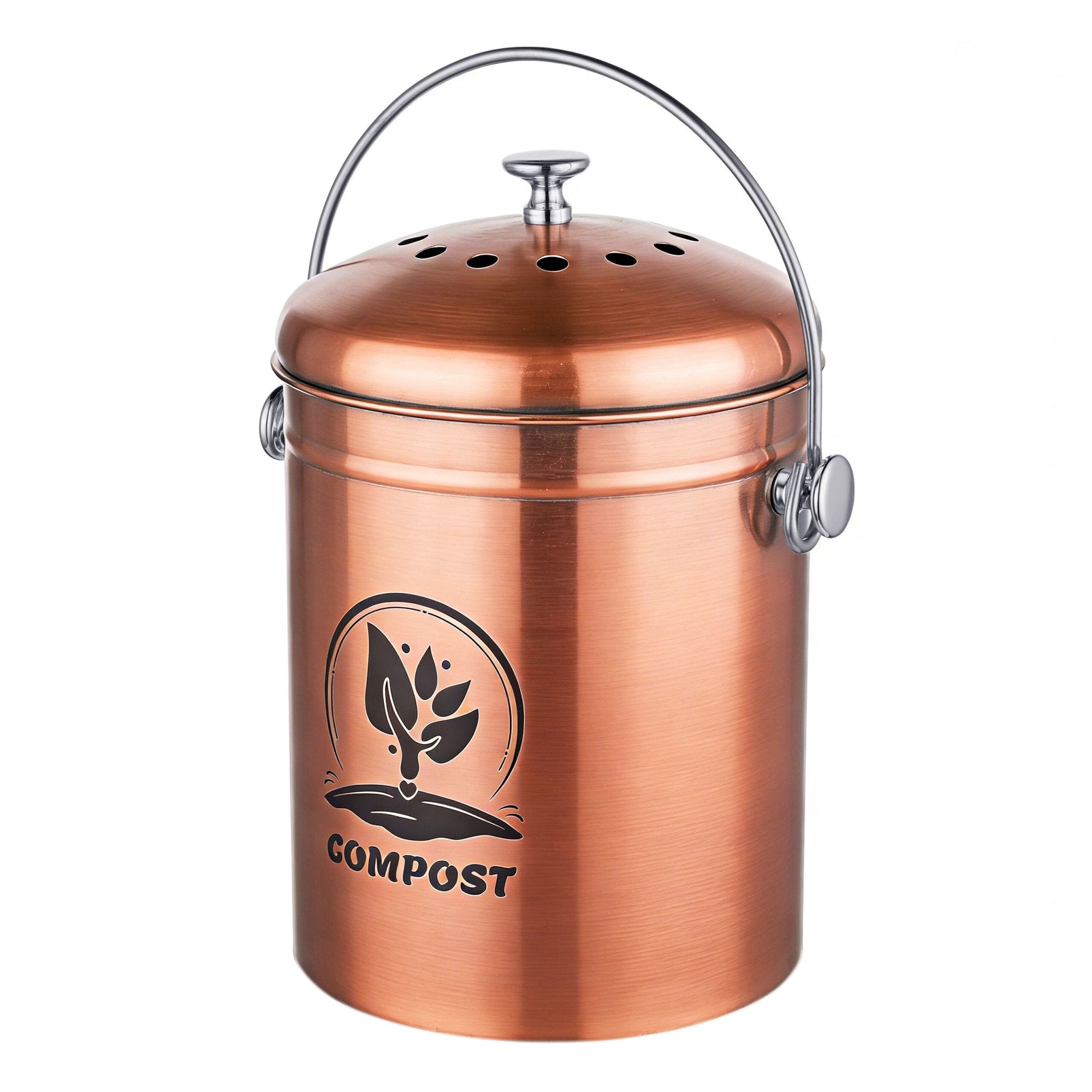 5-liter-kompostbehälter Aus Kupfer Und Edelstahl Mit Geruchsfilter