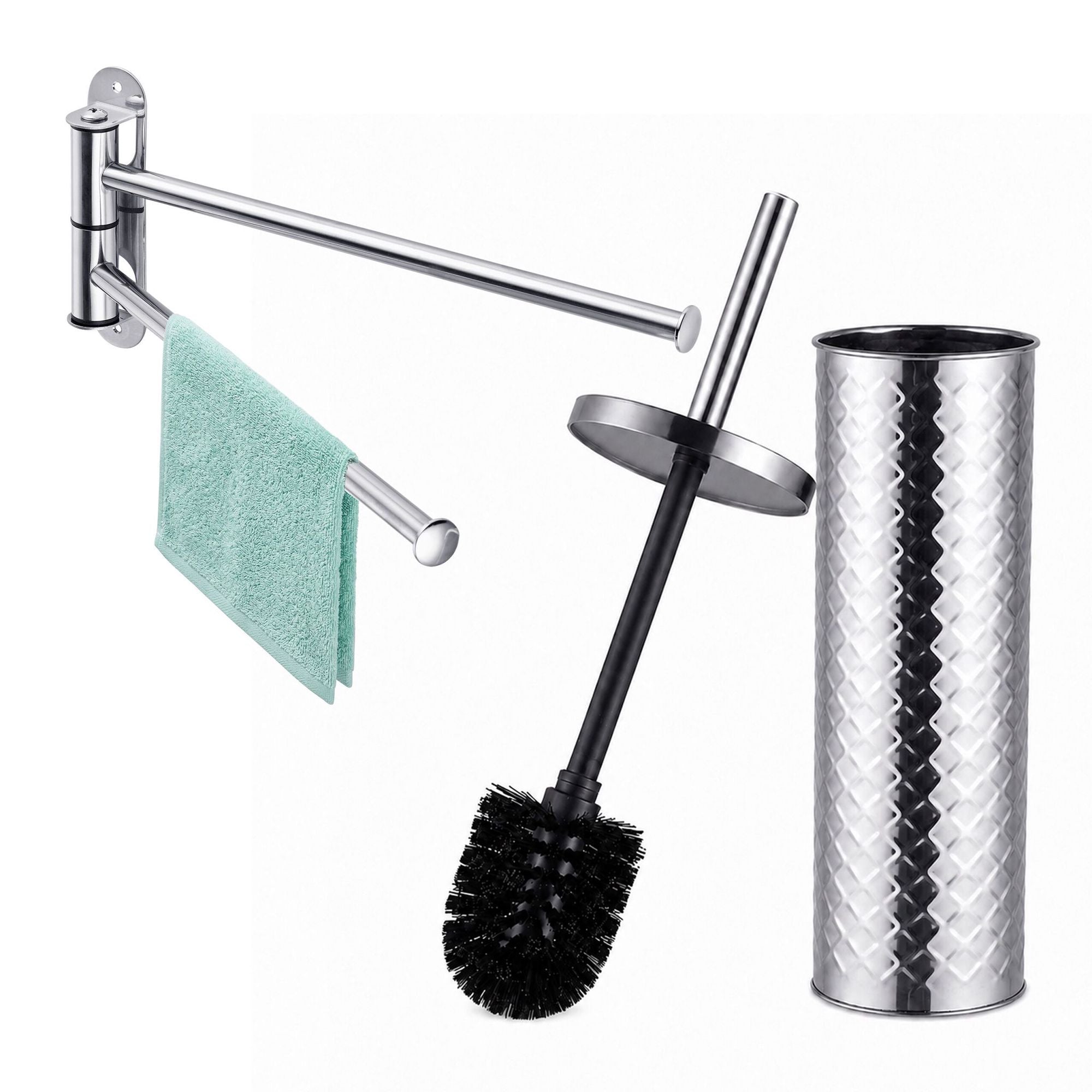 Badezimmer-set: Handtuchhalter & Wc-bürste, Silber