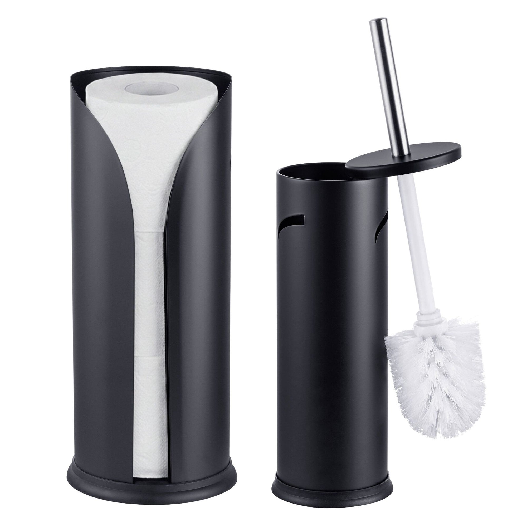 Schwarzes Badezimmer-set: Wc-bürste & Ersatzrollenhalter