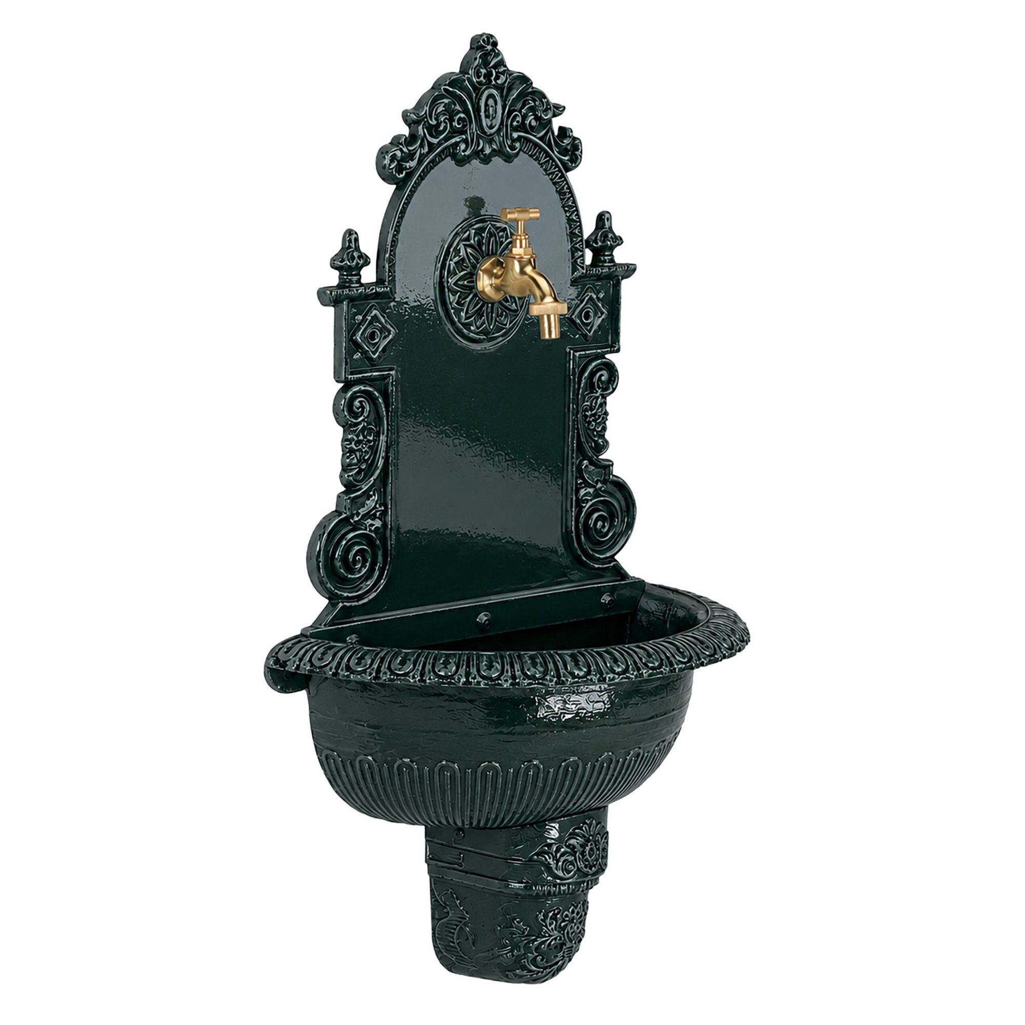 Antiker Grüner Xl-wandbrunnen – Aluminiumguss