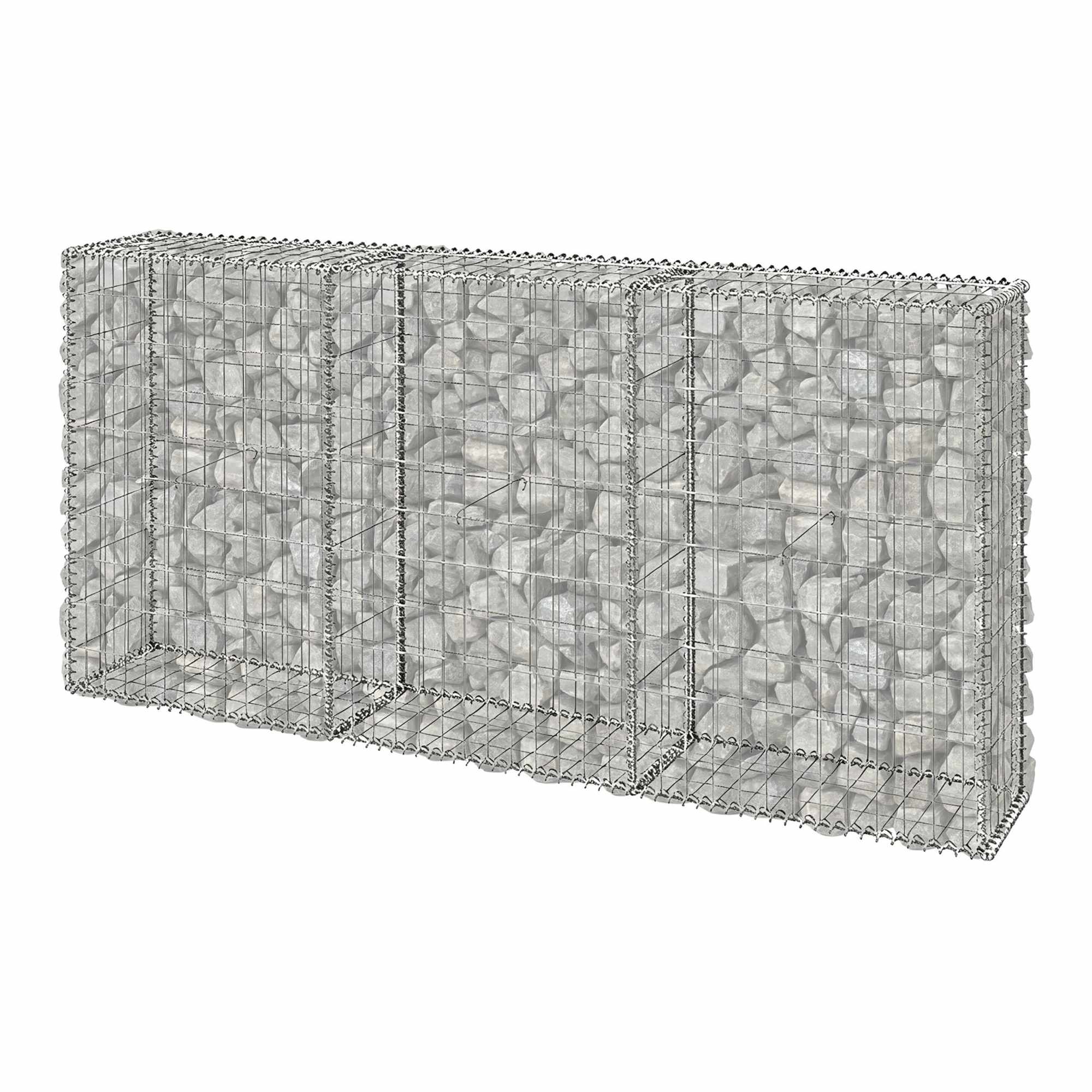 Verzinkter Gabionenkorb, 200x30x100 Cm, 3 Fächer