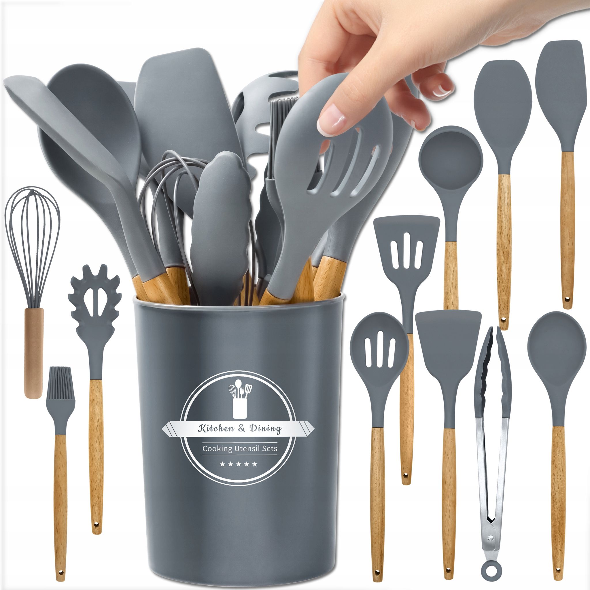 Küchenutensilien-set Aus Silikon, 11-teilig, Grau, El