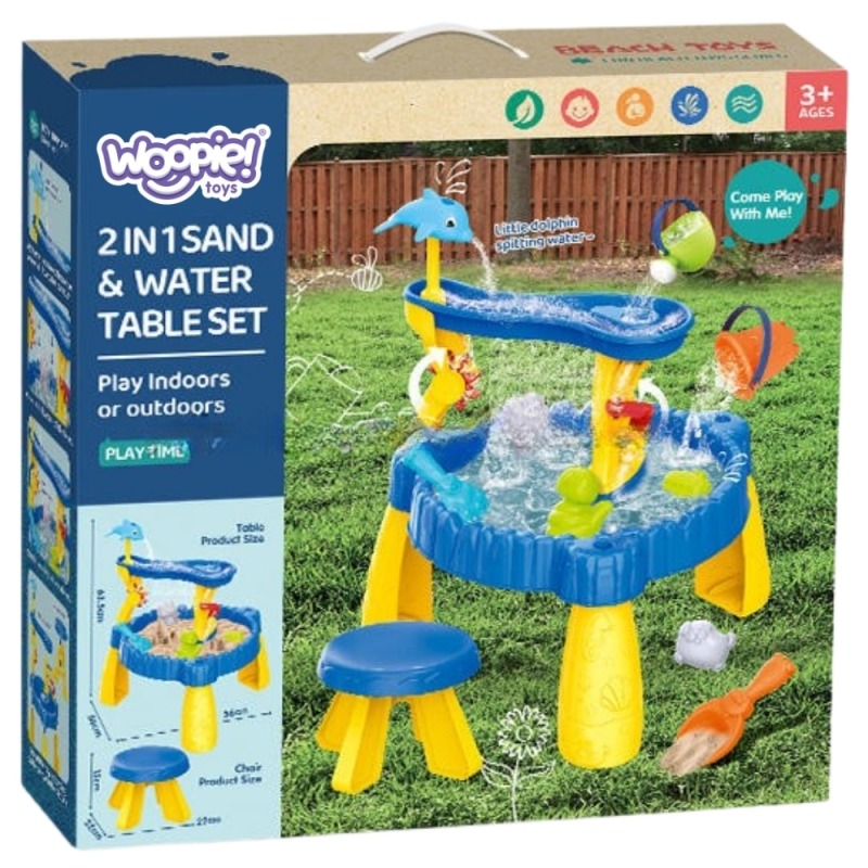 Woopie Xl Wassertisch Mit Stuhl 2 In 1 Delfin-sandkasten 12-teilig 53705 (5906280653705)