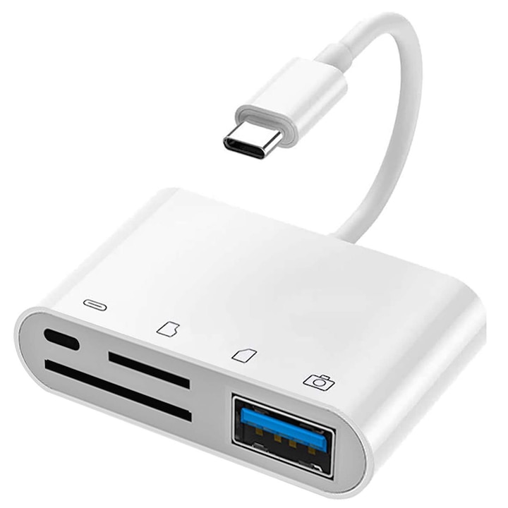 Kartenleser, Micro-sd, 4-in-1, Usb 3.0, Usb-c-anschluss, Weiß