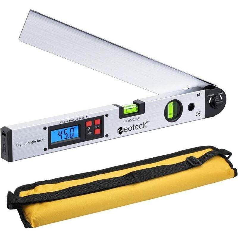 Crezuo 400 Mm/16 Zoll Digital-goniometer 0–225°, Digitales Horizontalwinkelmessgerät, Lcd-hintergrundbeleuchtung, Horizontalwinkelmesser